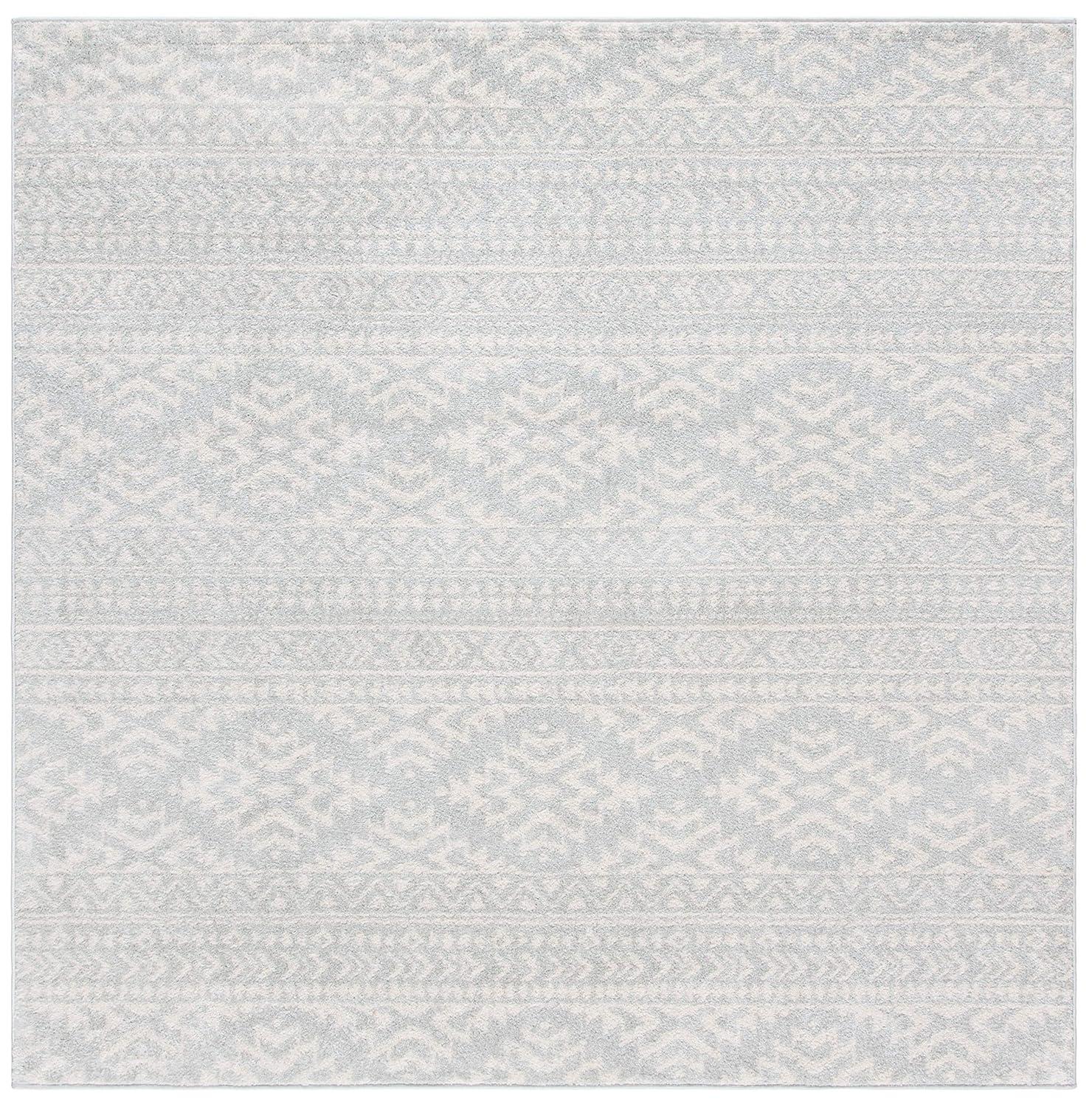 Tulum TUL272 Power Loomed Indoor Area Rug - Light Grey/Ivory - 6'7"x6'7" - Safavieh