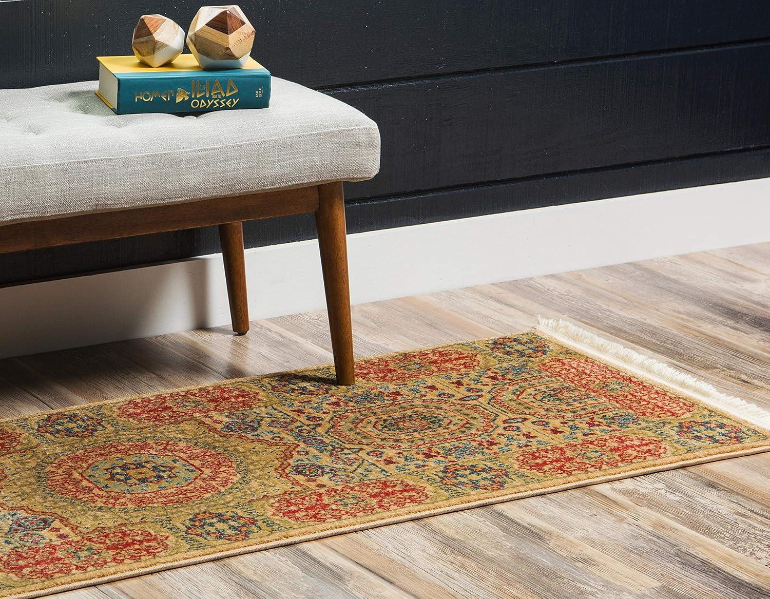 Unique Loom Palace Collection Area Rug - Amber (6' 1" x 9' Rectangle Light Blue/Light Brown)