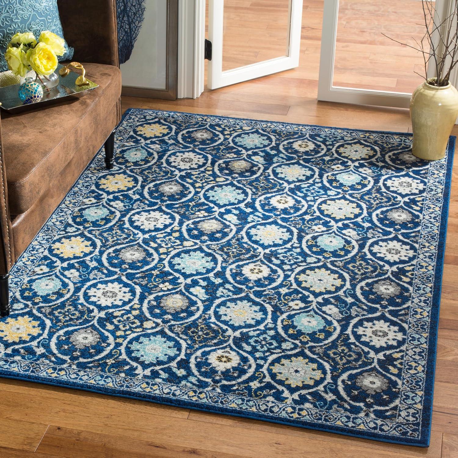 Evoke EVK210 Power Loomed Area Rug - Royal/Ivory - 5'3"x7'6" - Safavieh.