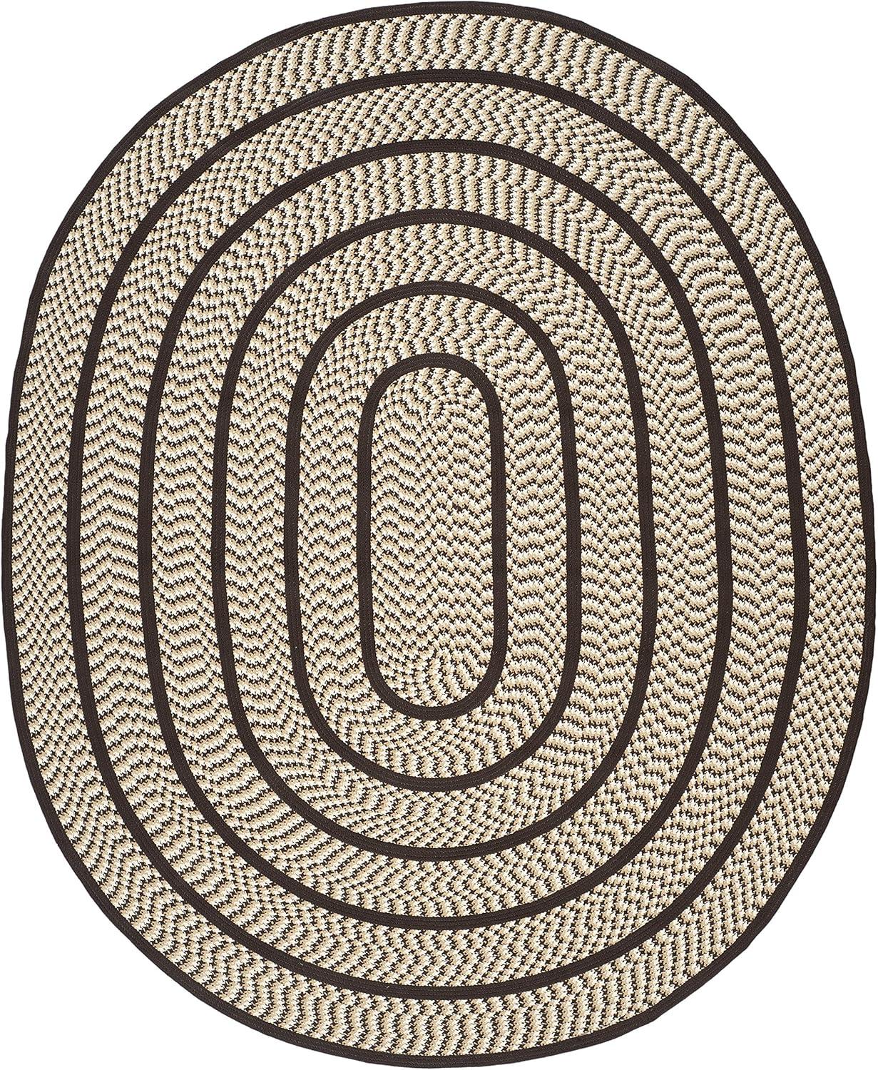 SAFAVIEH Braided Tanisha Bordered Reversible Area Rug, Ivory/Dark Brown, 8' x 10' Oval