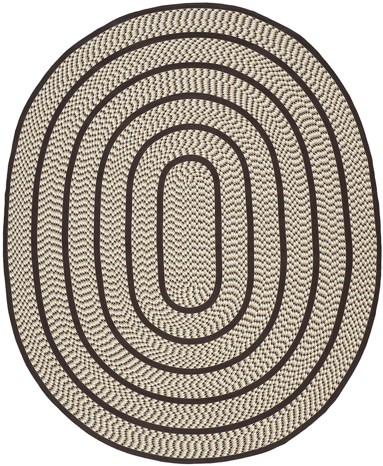 SAFAVIEH Braided Tanisha Bordered Reversible Area Rug, Ivory/Dark Brown, 8' x 10' Oval