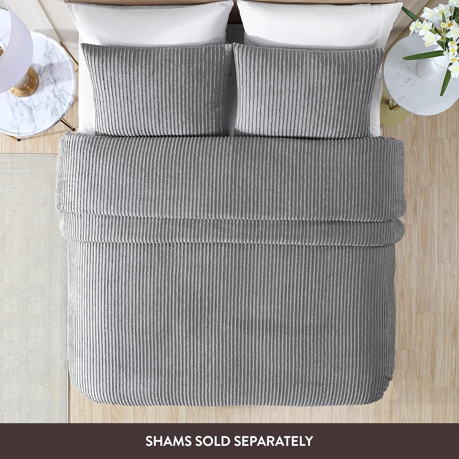 Gray Twin Cotton Channel Chenille Bedspread Set