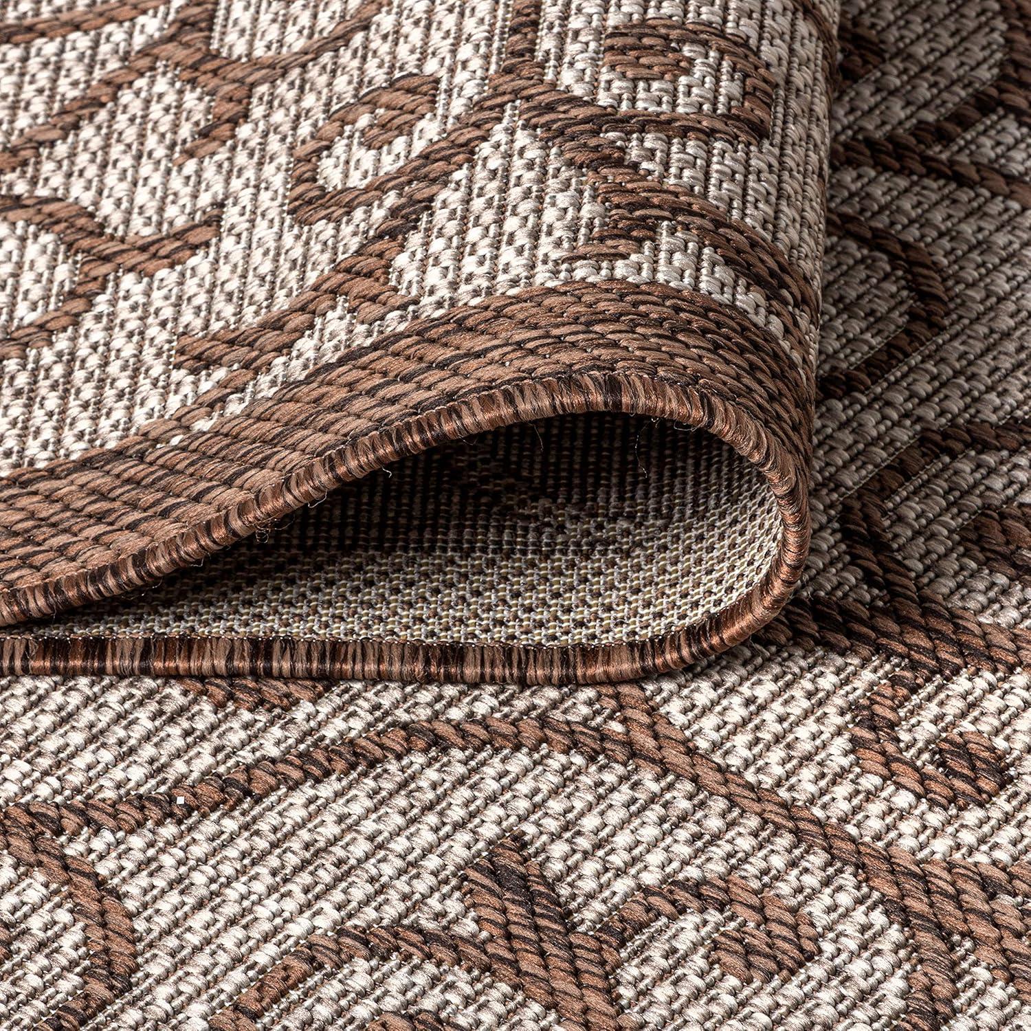 3'x5' Madrid Vintage Filigree Textured Weave Indoor/Outdoor Area Rug, Taupe/Espresso - JONATHAN Y