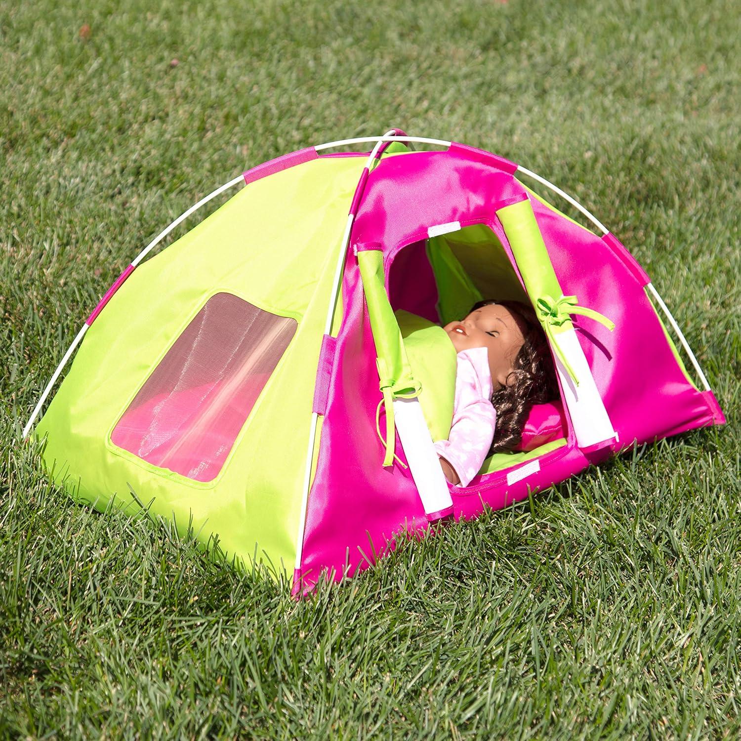 Dress Along Dolly Camping Bed Tent with Sleeping Bag and Pillow for American Girl Doll
