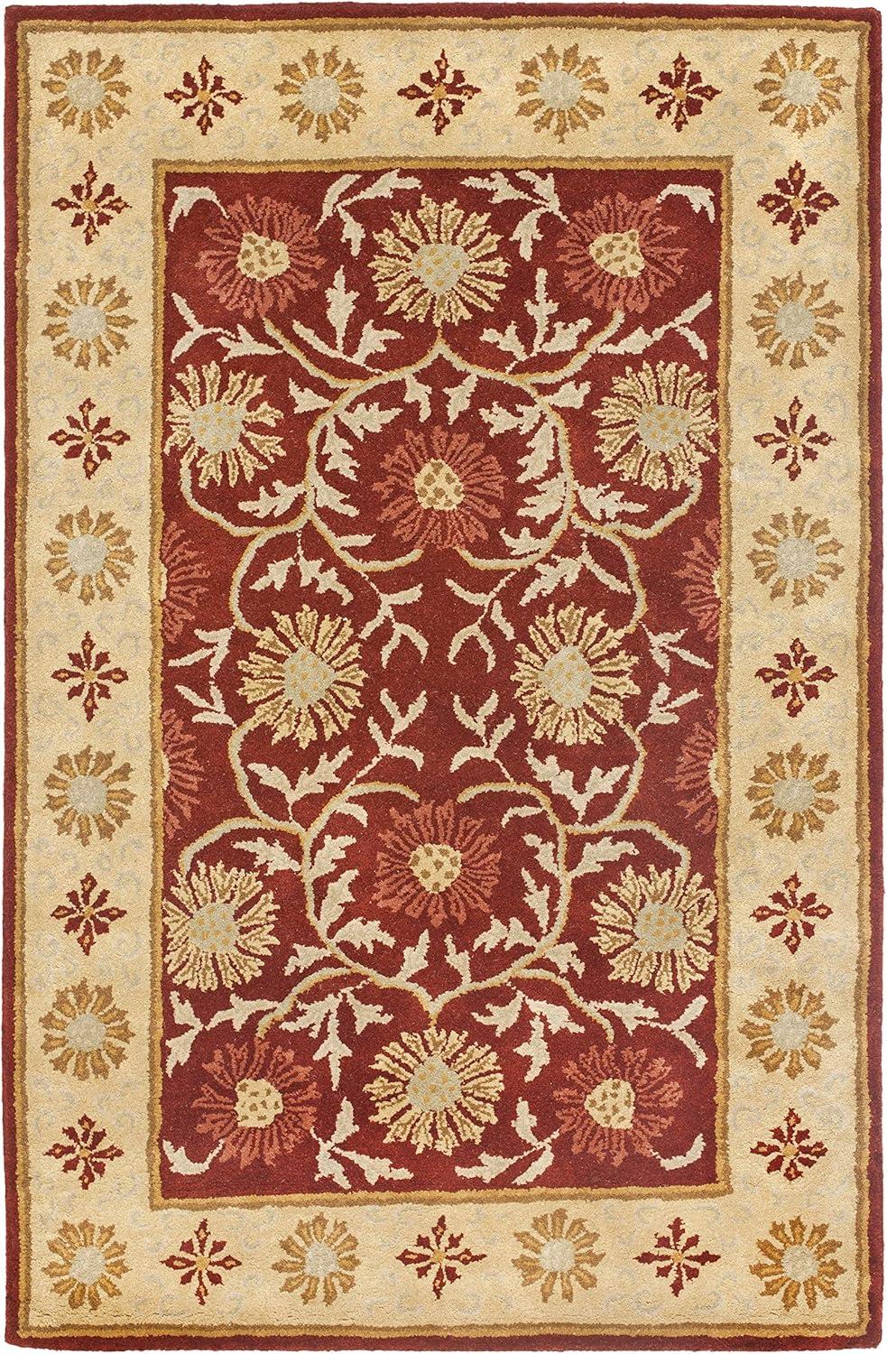SAFAVIEH Heritage Mide Traditional Wool Area Rug, Red/Beige, 4' x 6'