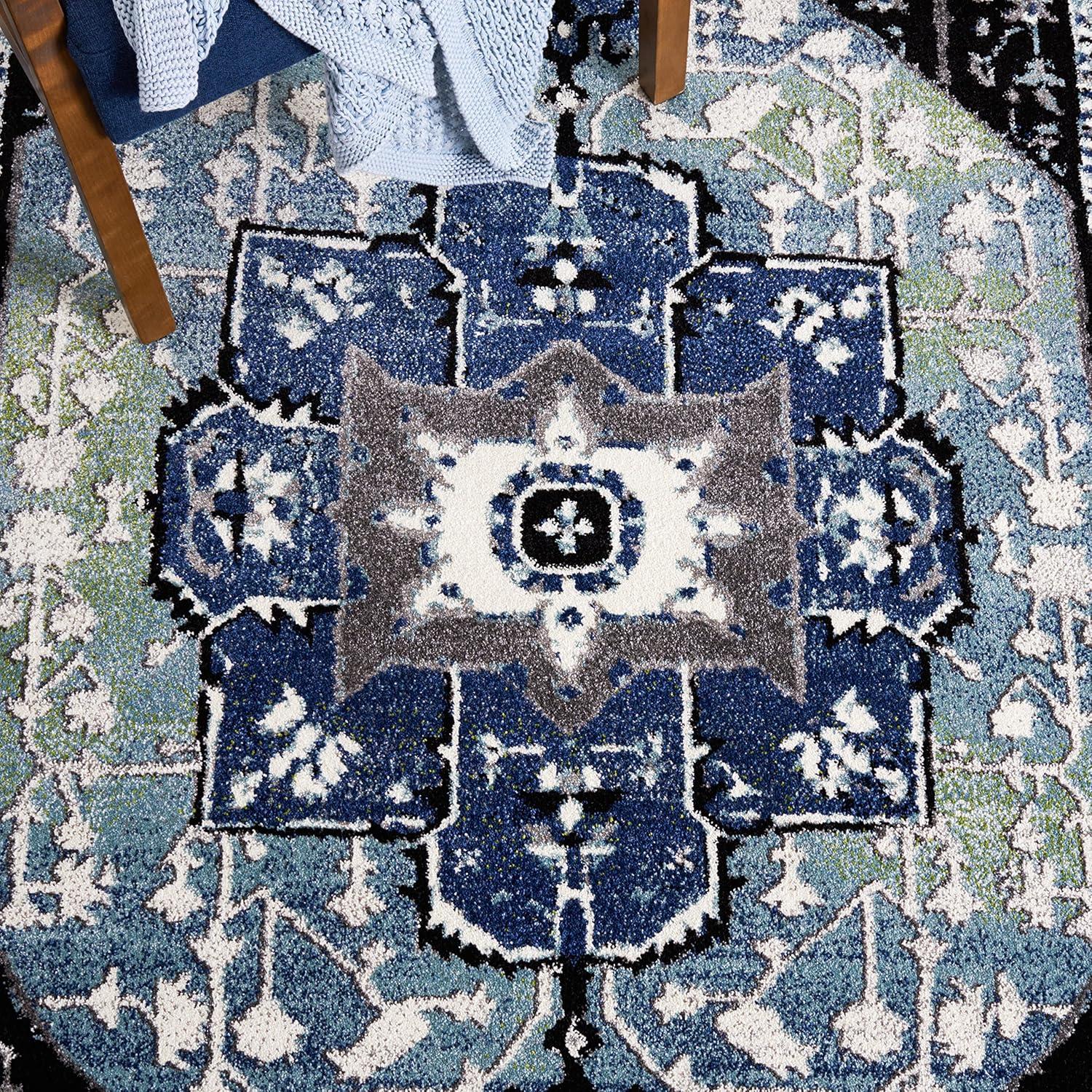 Vintage Hamadan VTH259 Power Loomed Area Rug - Blue/Light Green - 4'x6' - Safavieh.