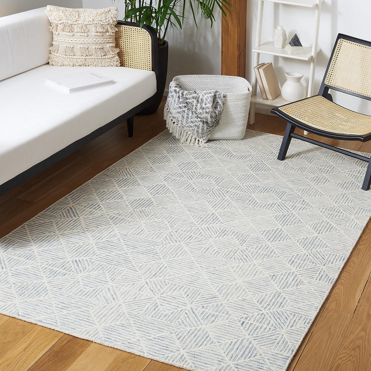 SAFAVIEH Abstract Brock Geometric Wool Area Rug, Grey/Ivory, 6' x 6' Square