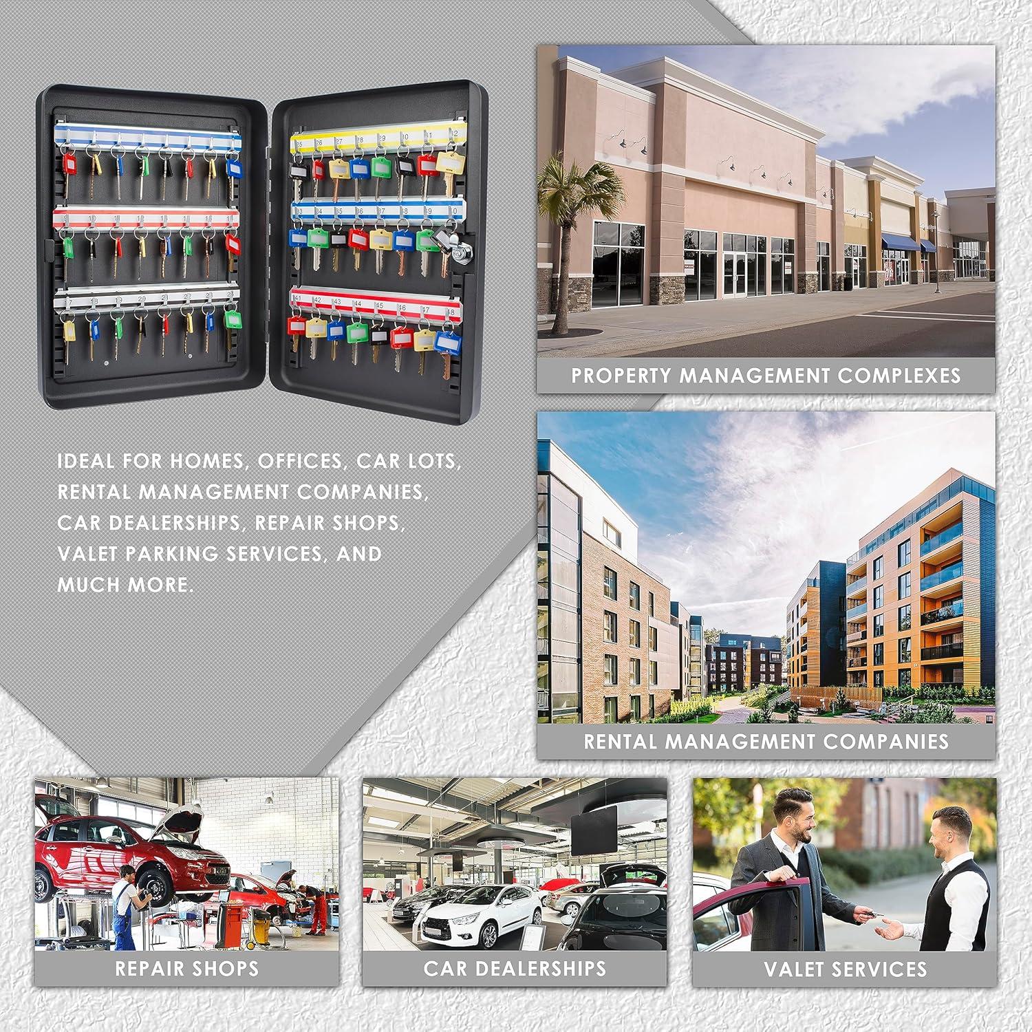 Barska Adjustable Key Cabinet Lock Box with Colorful Key Tag Labels - 48 Position - Key Lock