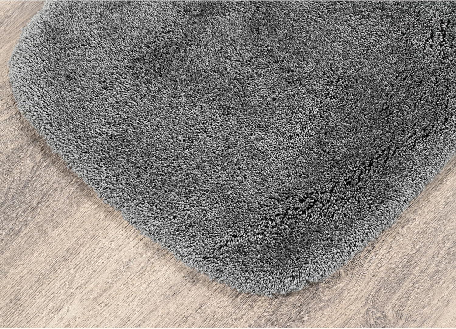 Dark Gray Ultra Plush Washable Nylon Bathroom Rug Set