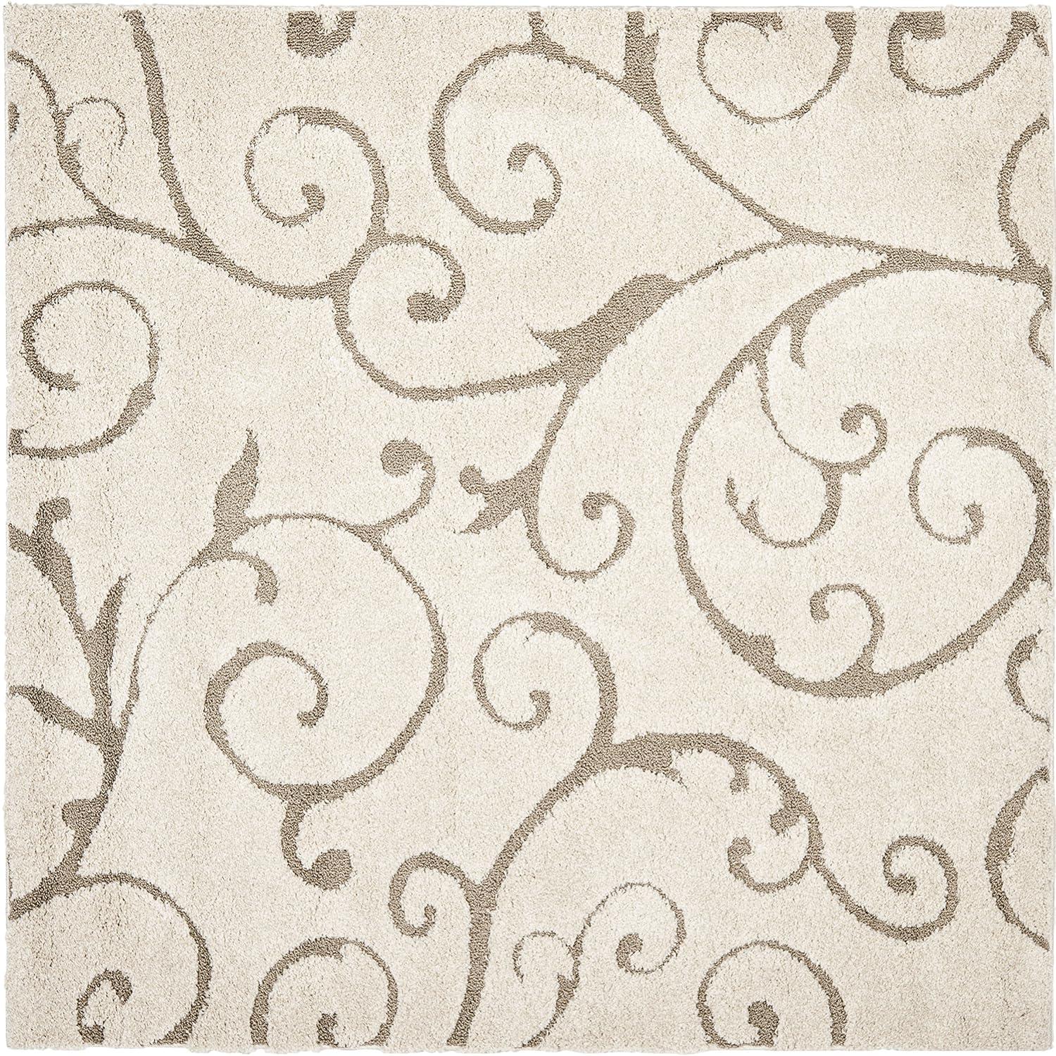 Florida Shag SG455 Power Loomed Indoor Area Rug - Cream/Beige - 6'7"x6'7" - Safavieh.