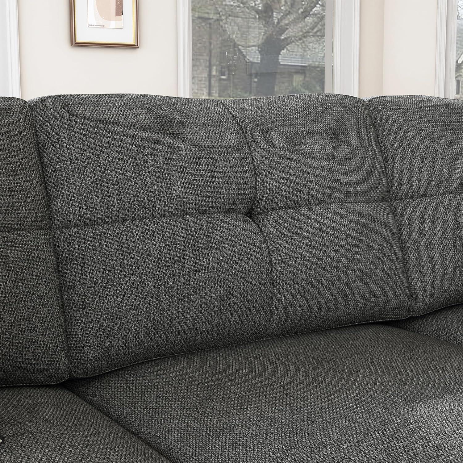 HONBAY Velvet L Shaped Couch Corner Sofa for Living Room Furniture Sets in Green