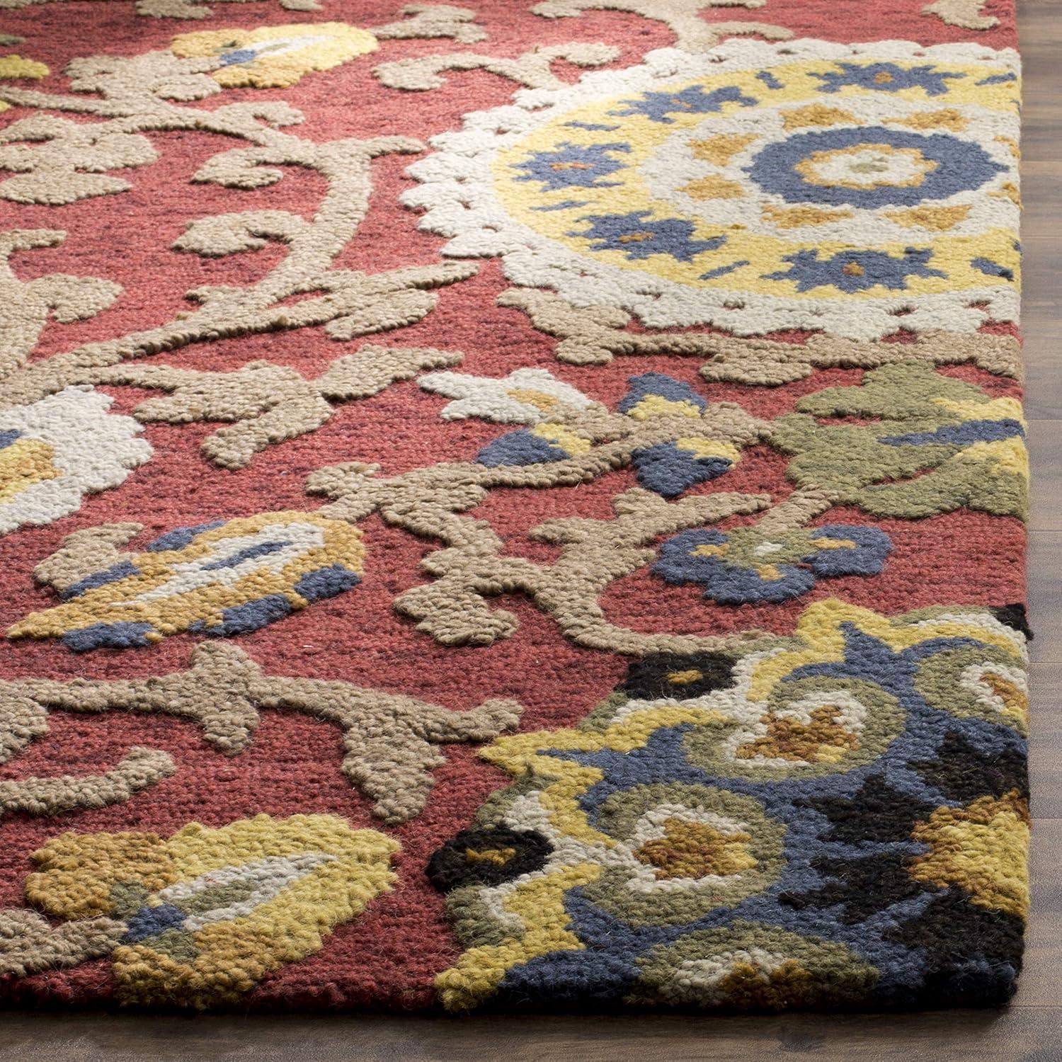 Blossom BLM401 Hand Tufted Runner Rug - Red/Multi - 2'3"x12' - Safavieh.