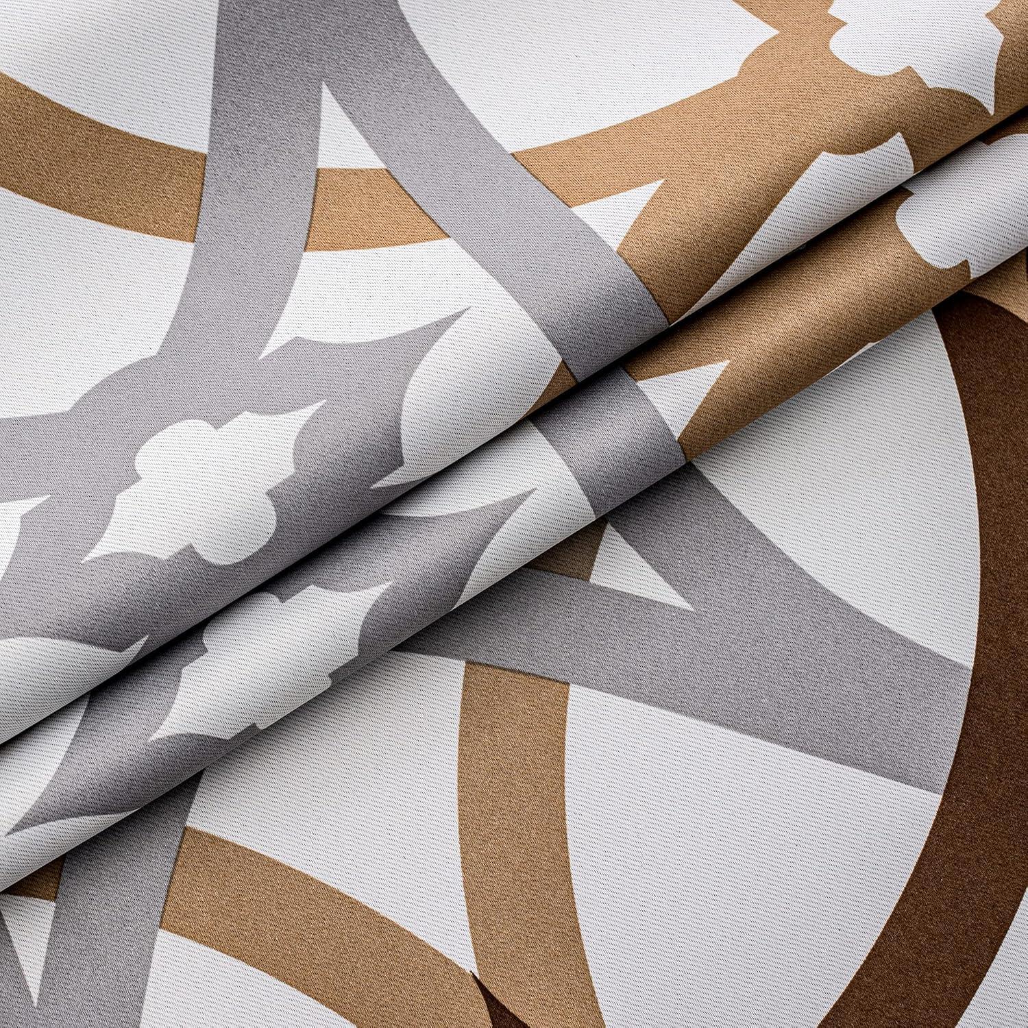 DriftAway Alexander Spiral Geo Trellis Pattern Window Curtain Valance Rod Pocket 52" x 18" Plus 2" Header, Brown, 1 Pack