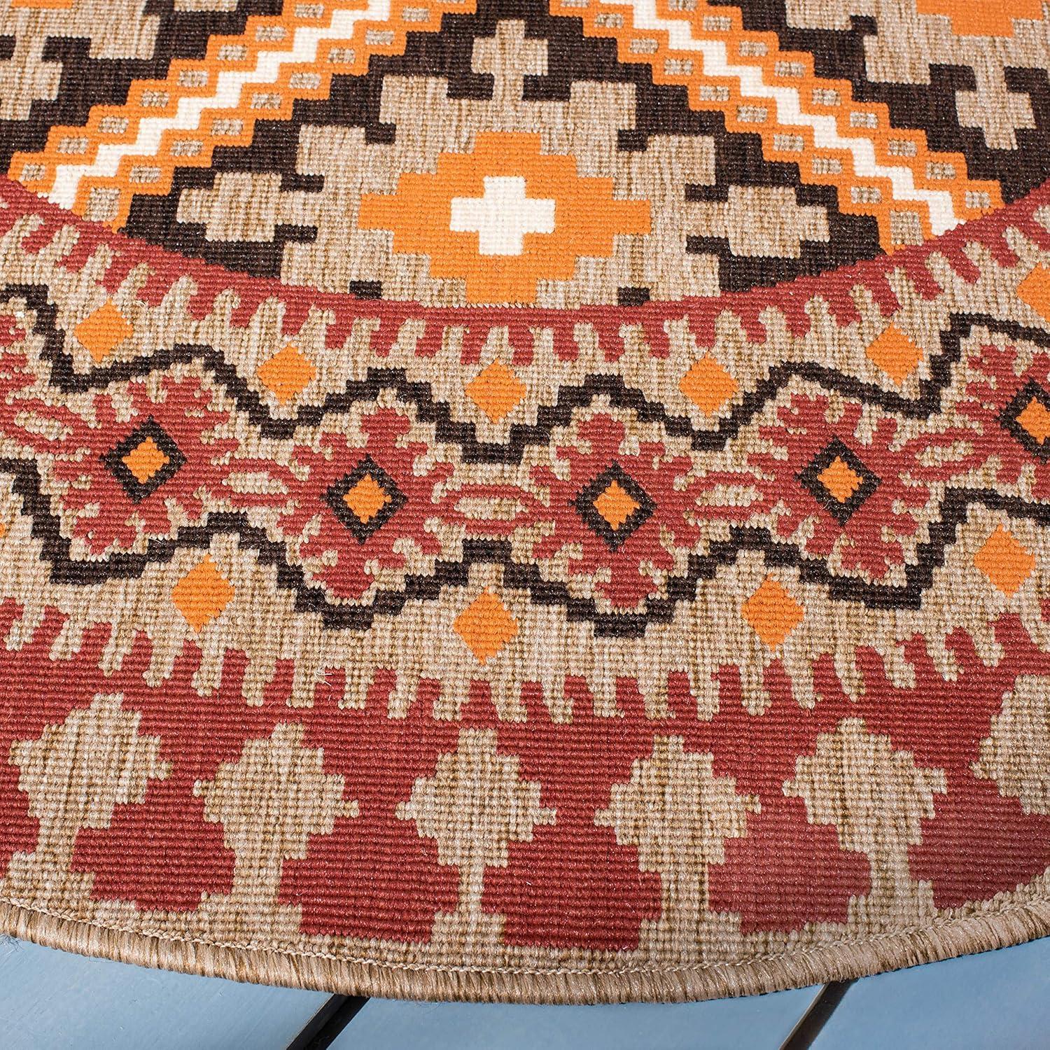 Veranda VER099 Power Loomed Indoor/Outdoor Area Rug - Ivory/Grey - 5'3" round - Safavieh.