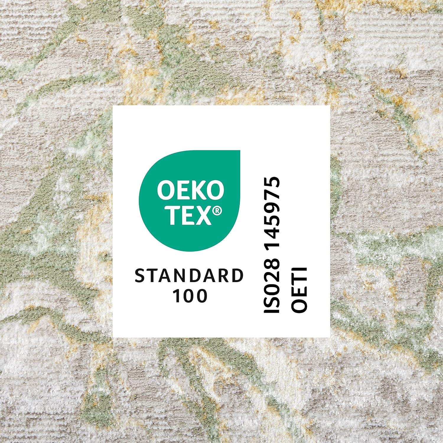 TOWN & COUNTRY LUXE Opaline Bold Marble Area Rug with Glam Metallic Ribbed Texture Pile, Sage Green