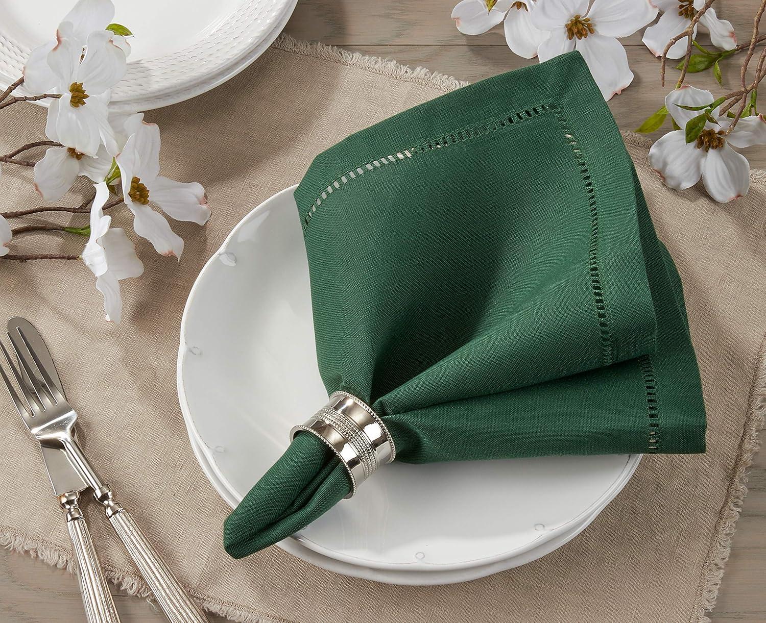 Saro Lifestyle Dinner Napkin With Hemstitch Border Design (Set of 12), 18"