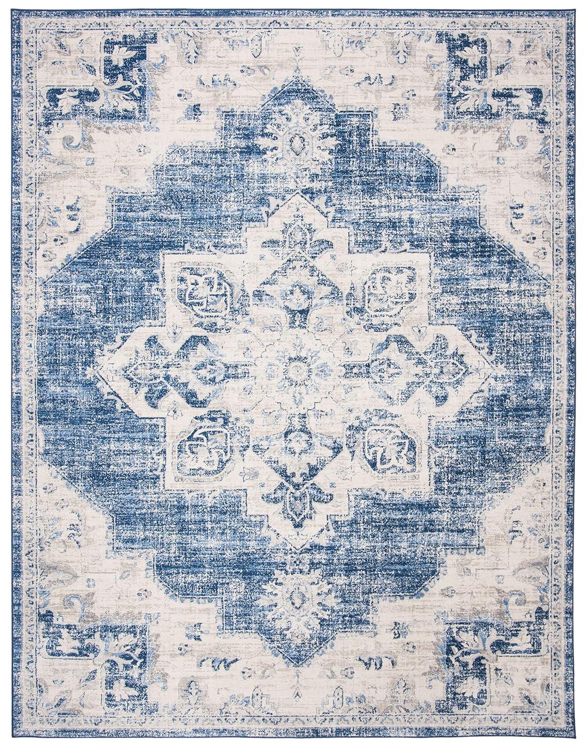 SAFAVIEH Brentwood Jameson Floral Bordered Area Rug, 12' x 18', Ivory/Navy