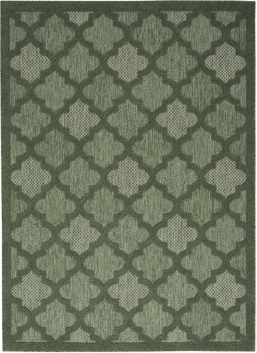 Green Trellis 6' x 9' Synthetic Flat Woven Area Rug