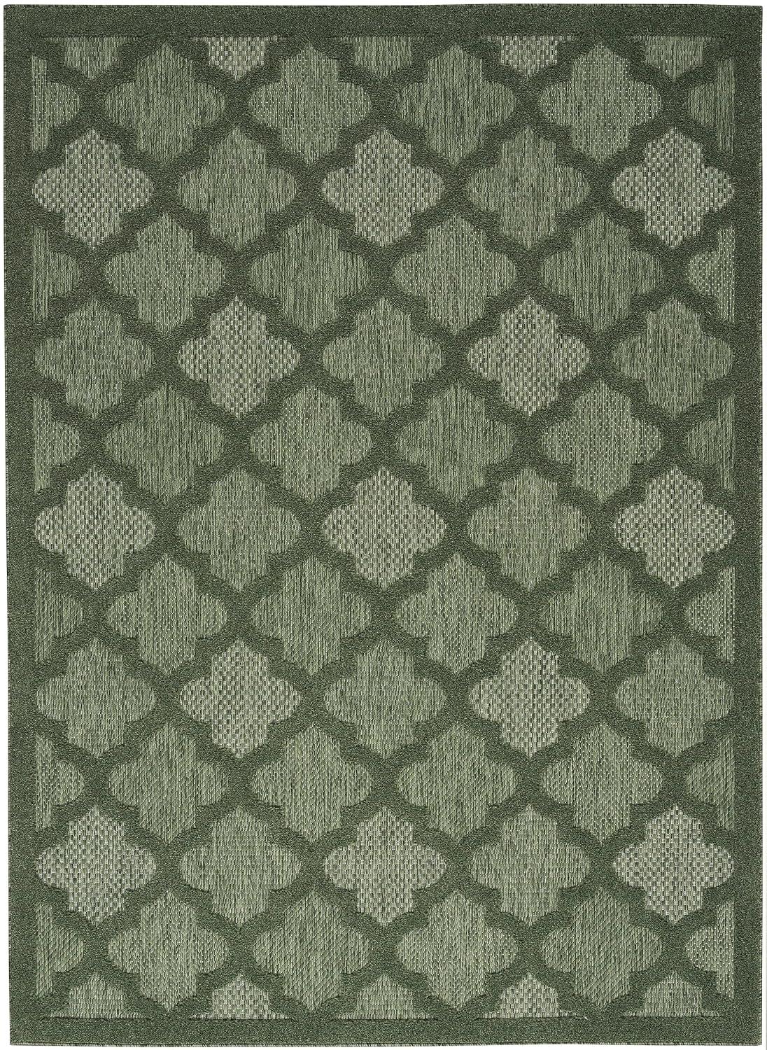 Nourison Easy Care Trellis Flatweave Indoor Outdoor Area Rug 6' x 9' Green