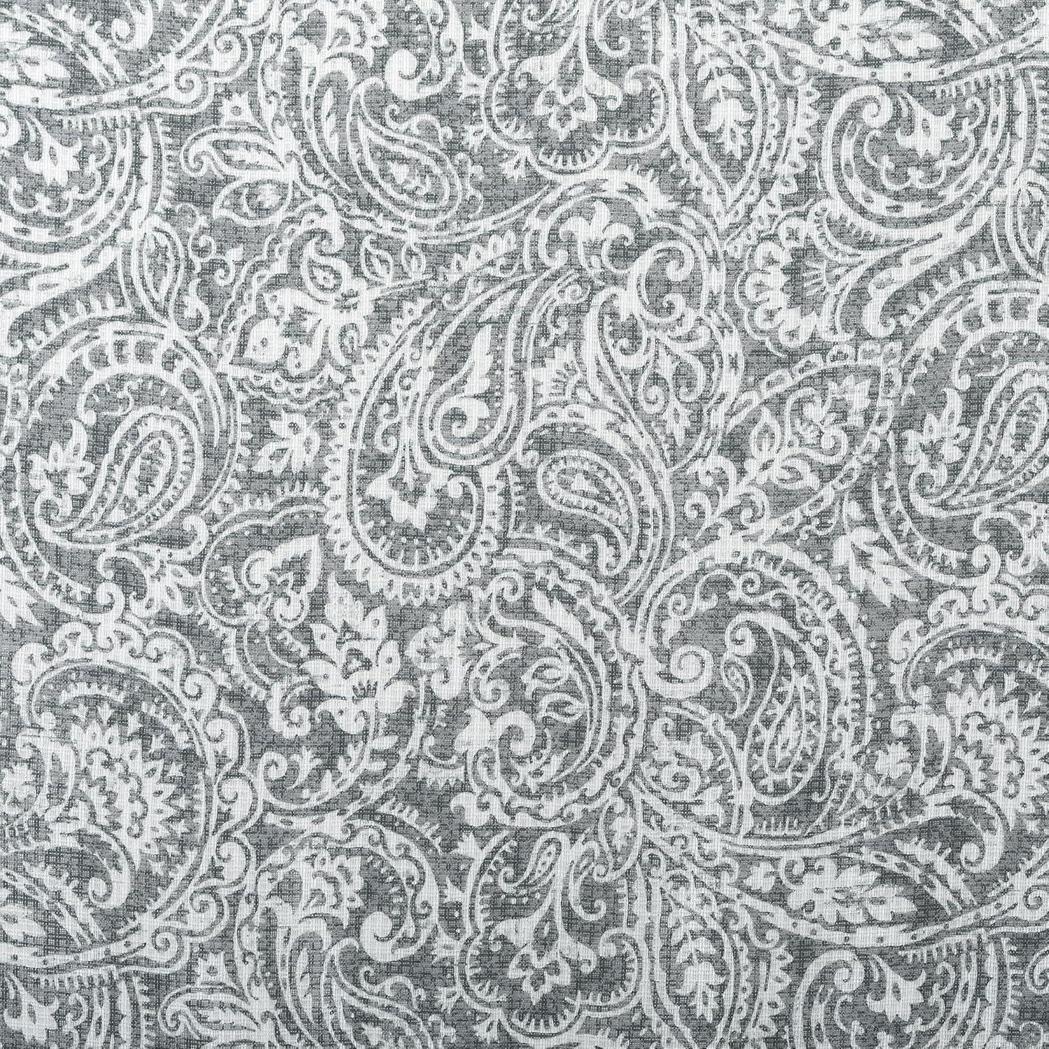 Gray Paisley Waffle Weave Cotton Blend Sheer Curtains, 50" x 84"