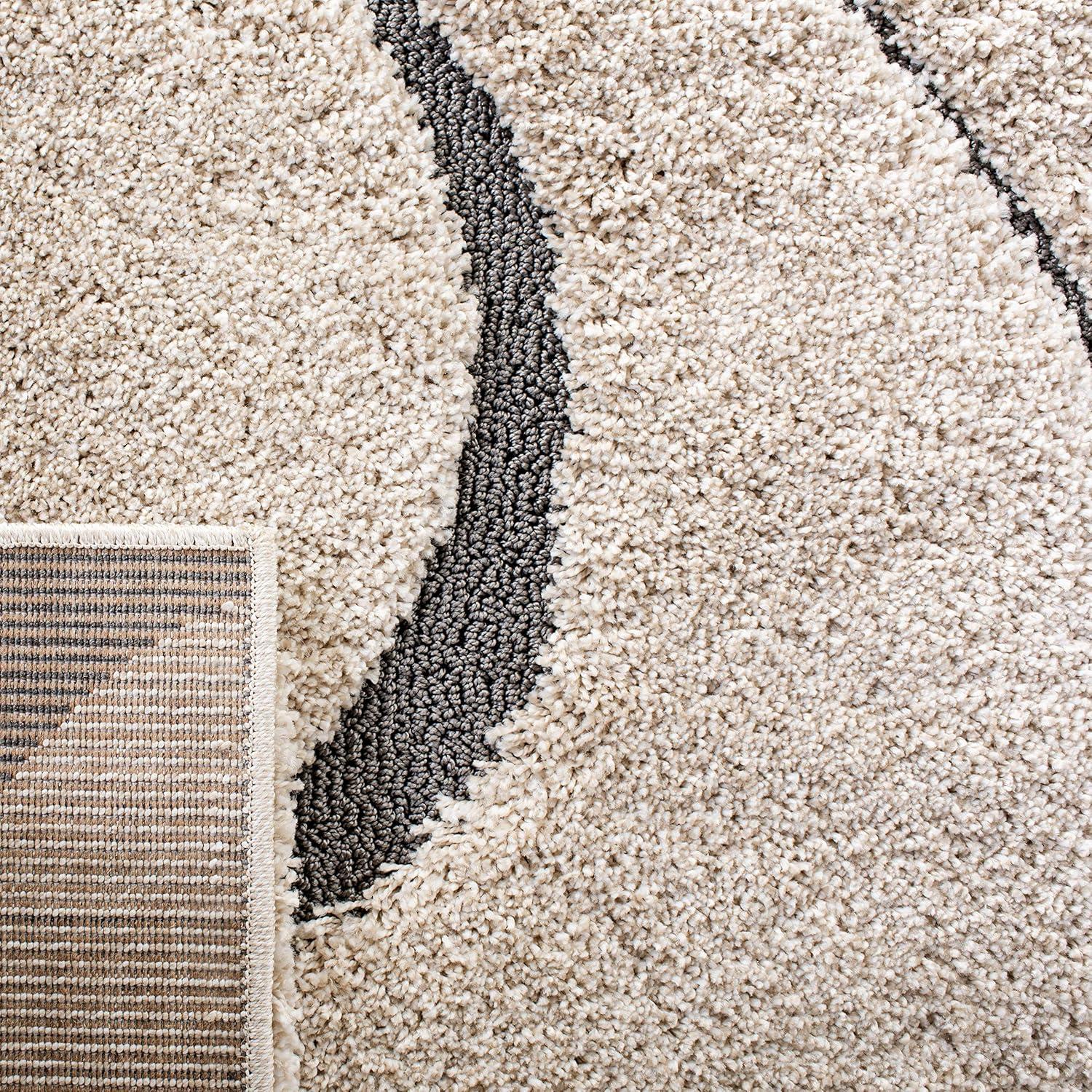 SAFAVIEH Florida Tamzen Abstract Shag Area Rug, Cream/Grey, 9'6" x 13'