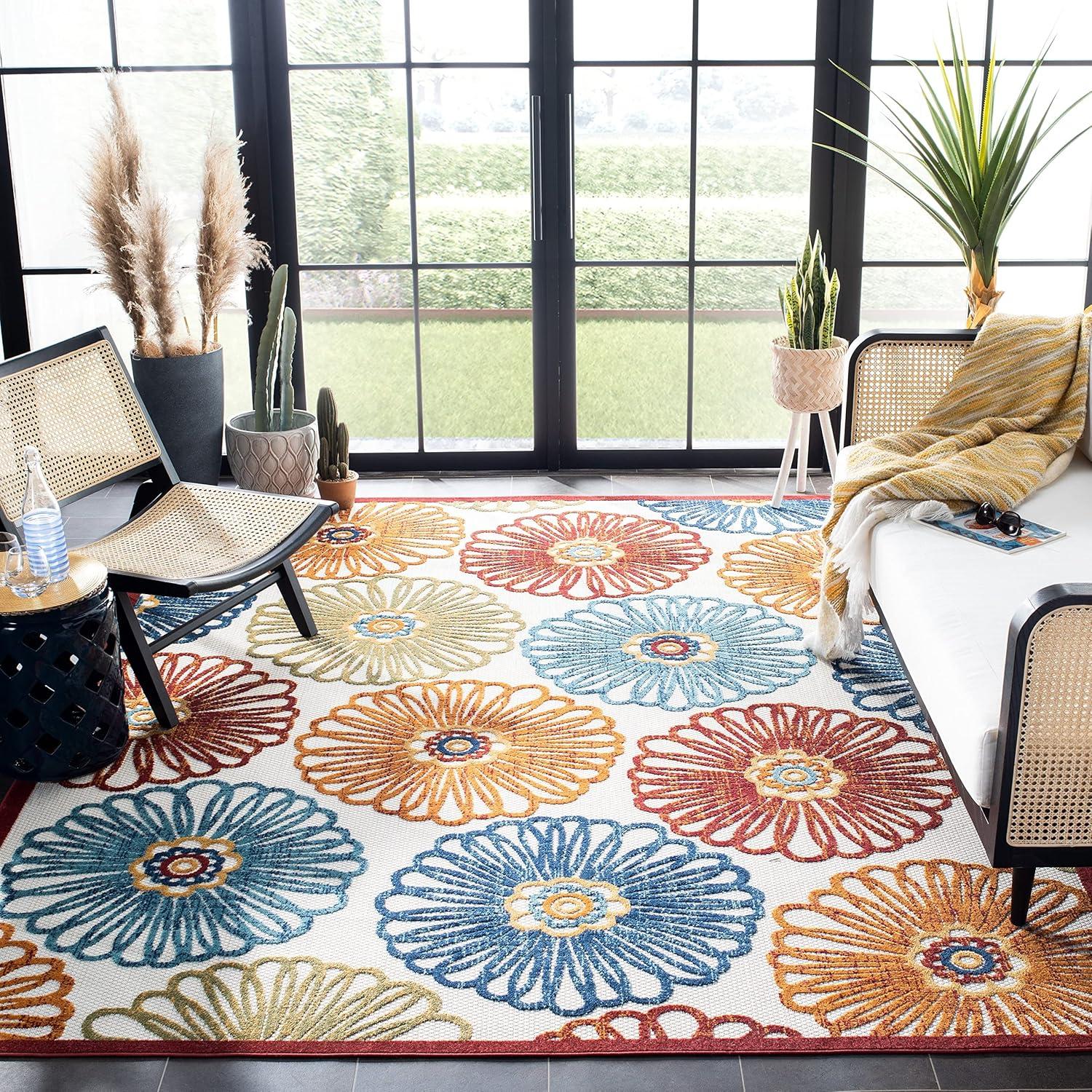 Cabana CBN801 Power Loomed Indoor/Outdoor Area Rug - Grey/Blue - 8'9"x11'9" - Safavieh