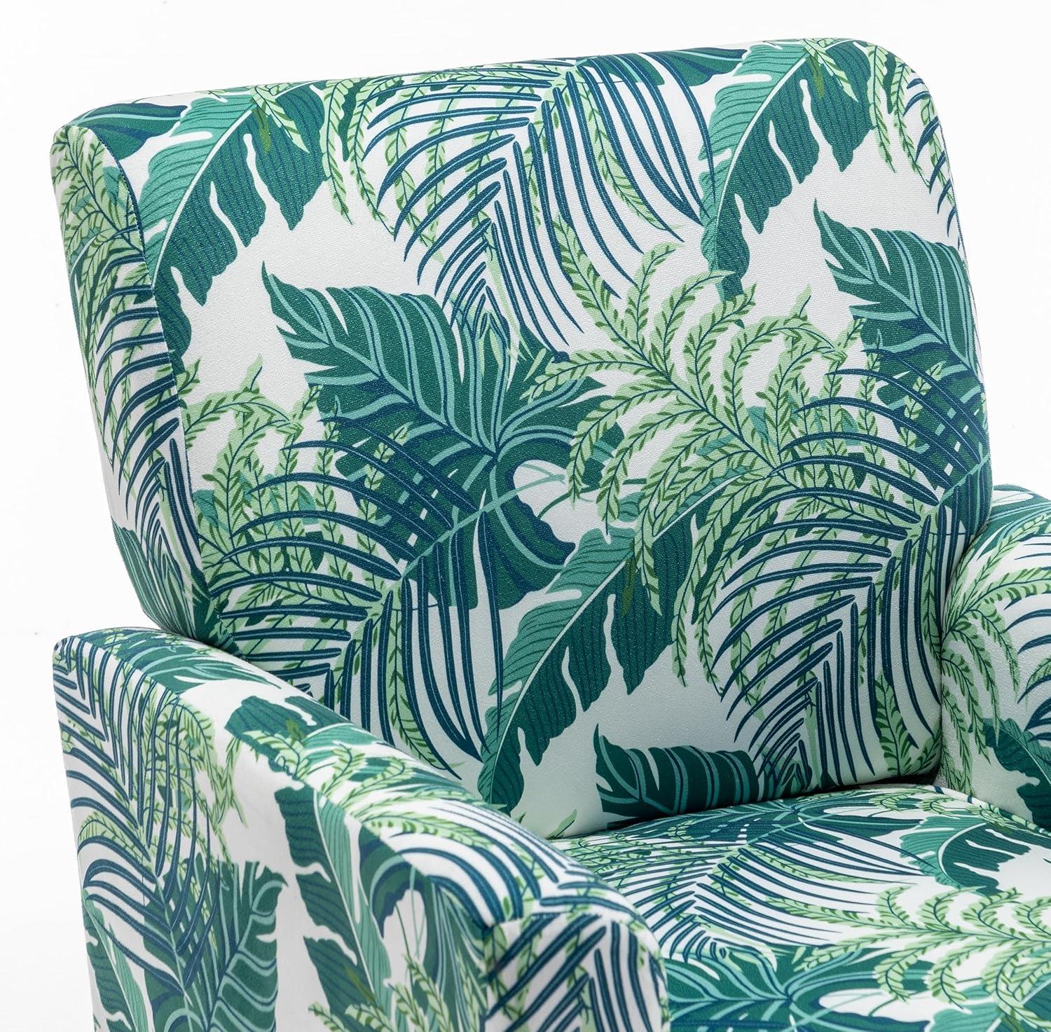 Contemporary Accent Arm Chair with Birch Wood Frame and Velvet Upholstery, Armchair for Office and Living Room Decor, Removable Cushions, 01 Printed Fabric