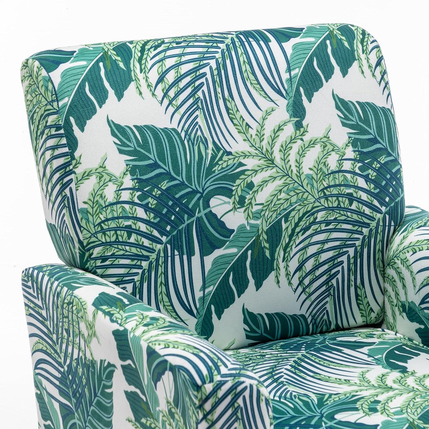 Contemporary Accent Arm Chair with Birch Wood Frame and Velvet Upholstery, Armchair for Office and Living Room Decor, Removable Cushions, 01 Printed Fabric