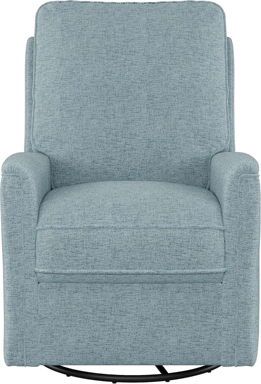 CorLiving Jasmine Swivel Glider Press-Back Recliner Chair Blue: Upholstered Polyester, Metal & Wood Frame, 300lb Capacity