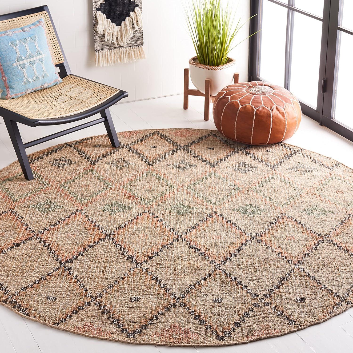 Kilim KLM753 Hand Loomed Area Rug - Beige/Gold - 5' round - Safavieh.