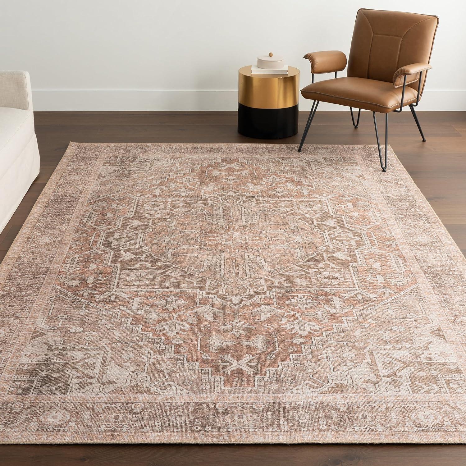 Nuloom Hillstone Collection Mariposa Traditional Vintage Medallion Area Rug, 6' 7" x 9', Ivory