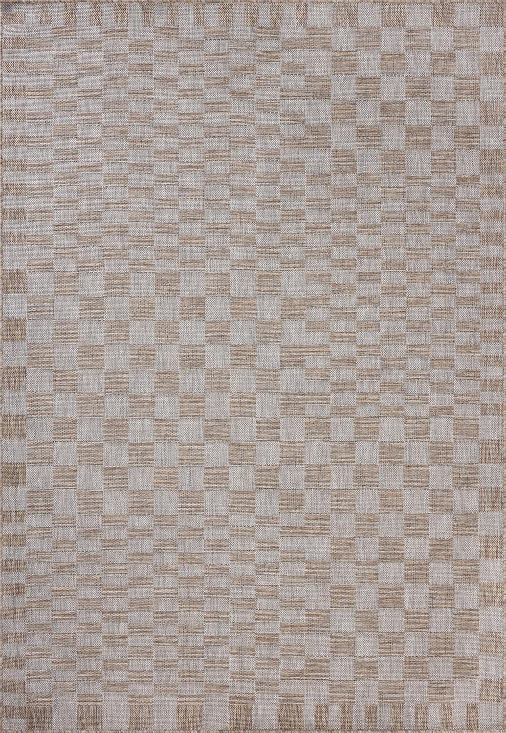 Natural Dove Geometric Synthetic Easy Care Rug, 5'-3" x 7'-6"