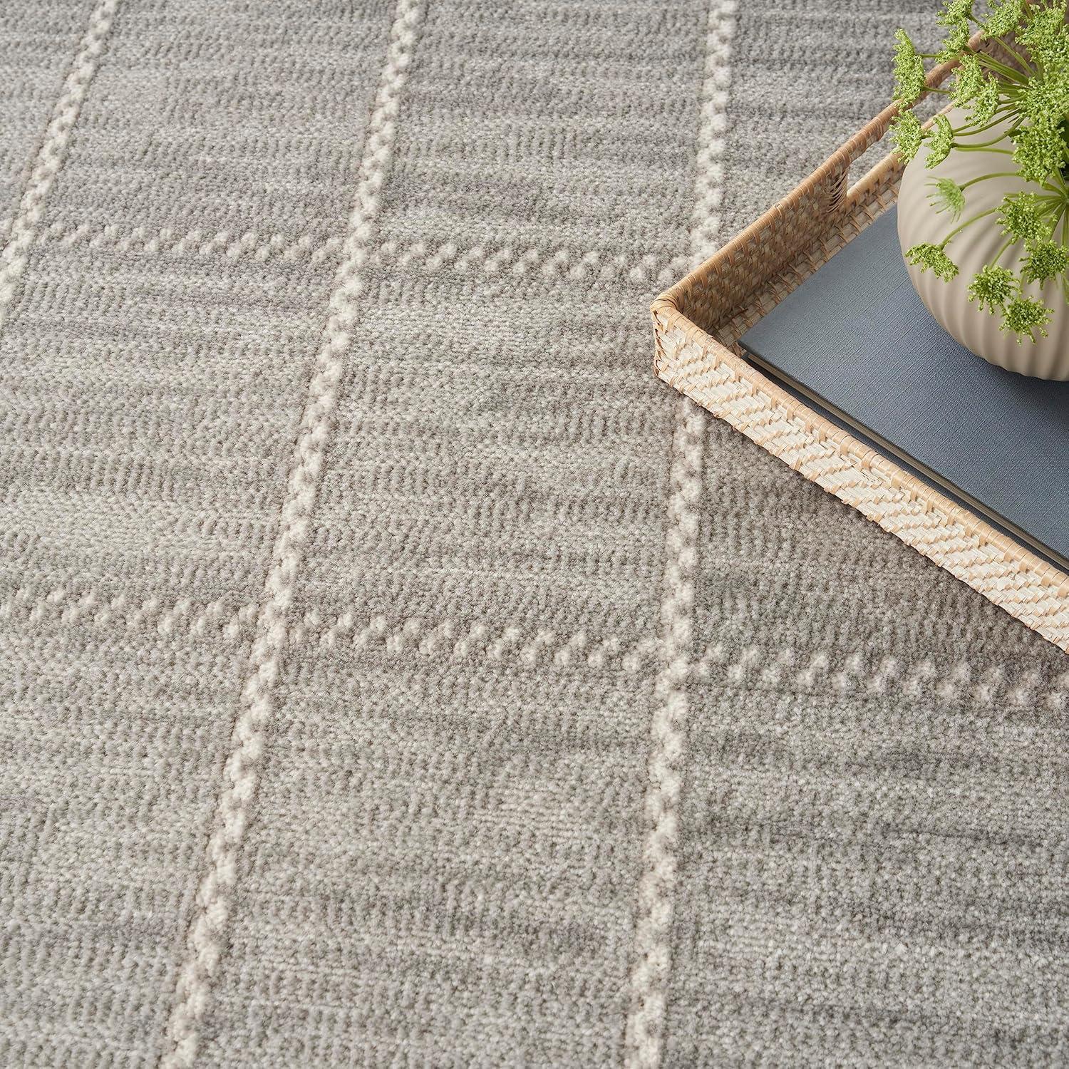 Nourison Serenity Home Contemporary Indoor Area Rug Light Grey 7'10" x 9'10"