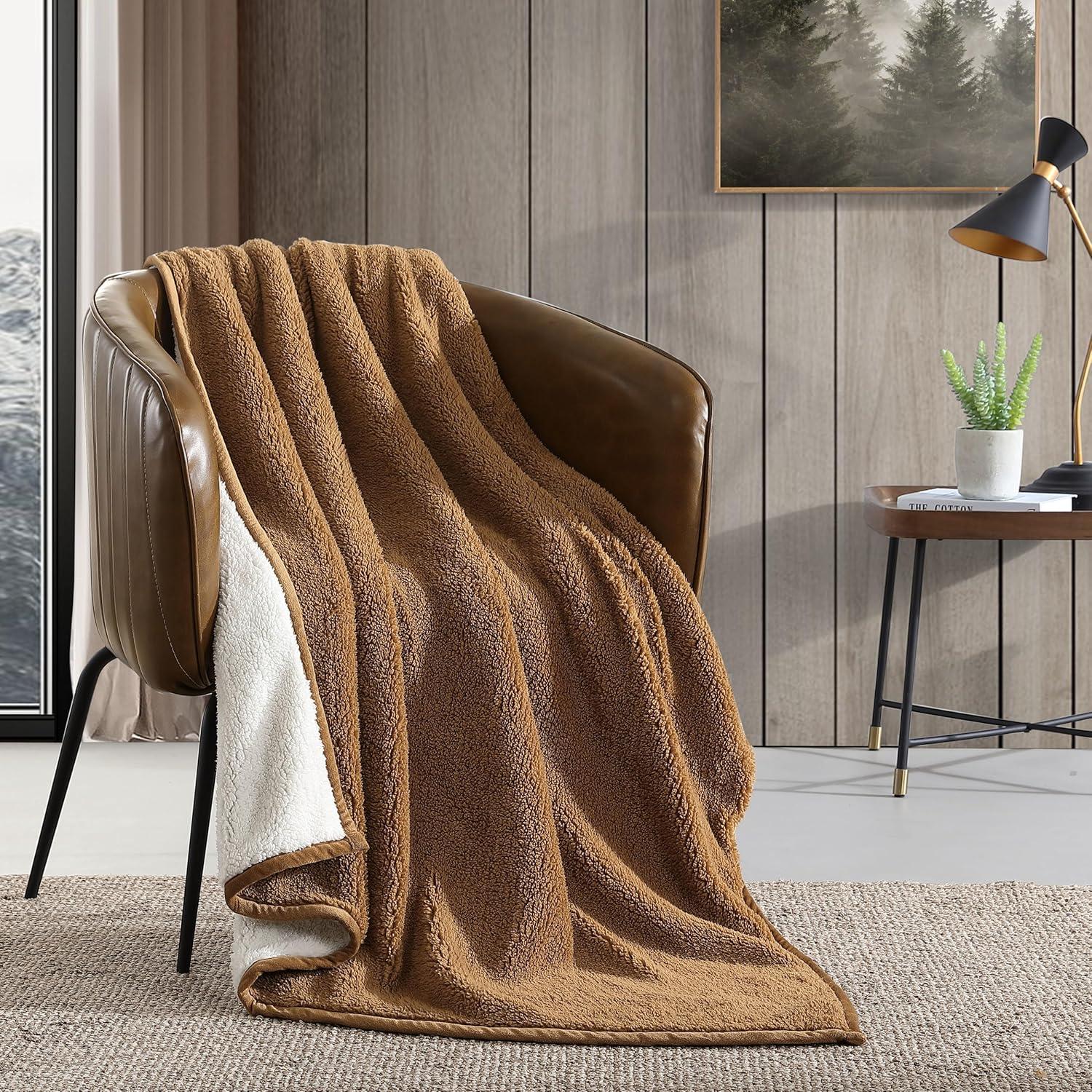 Eddie Bauer Eddie Bauer Solid Bi Colored Plush Sherpa Throw Blanket