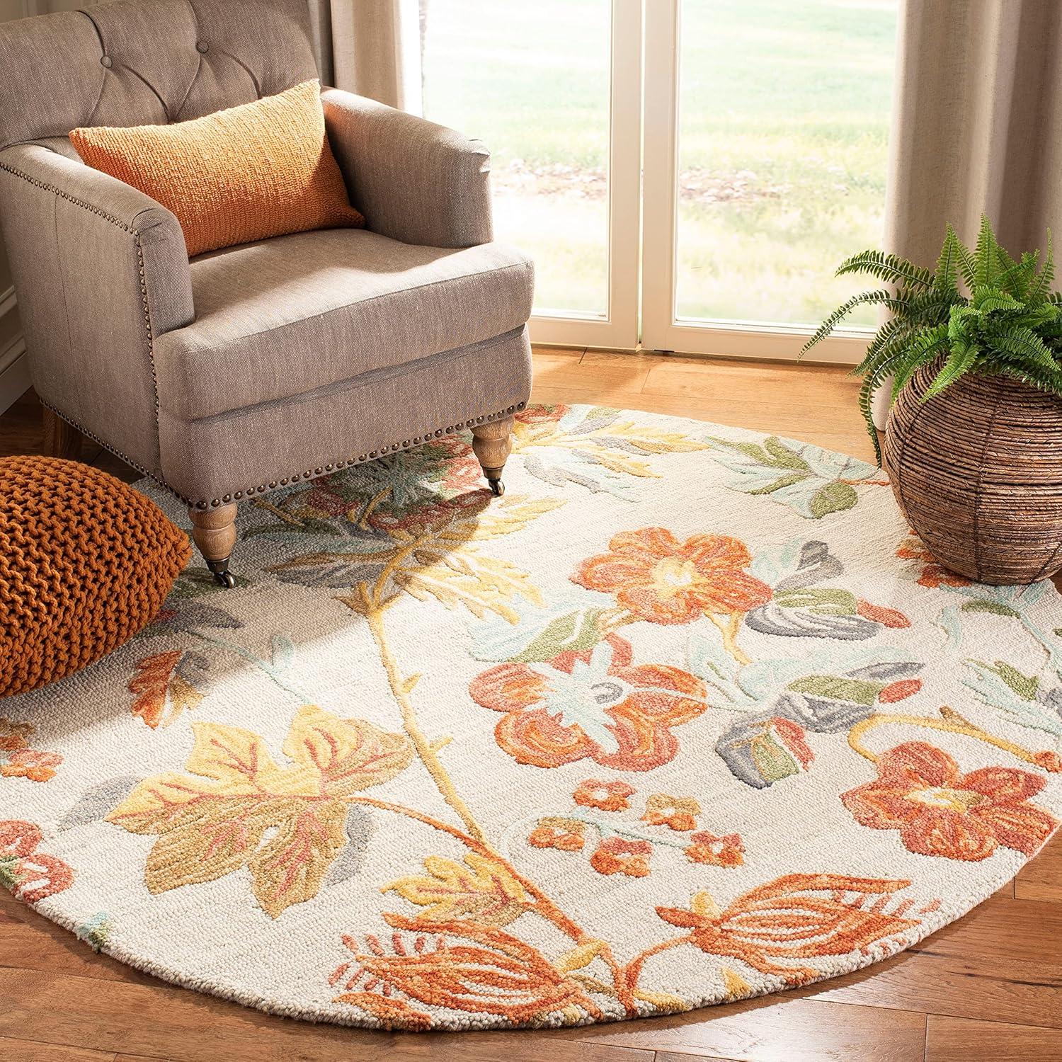 SAFAVIEH Blossom Caiden Floral Wool Runner Rug, Grey/Red, 2'3" x 8'