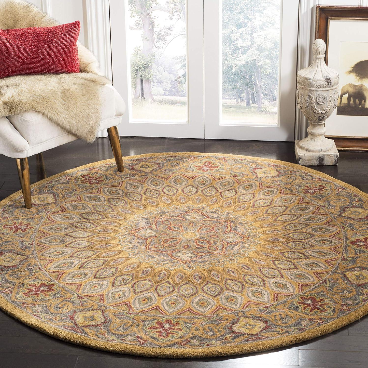 Heritage HG914 Hand Tufted Area Rug - Light Brown/Grey - 3'6" round - Safavieh.