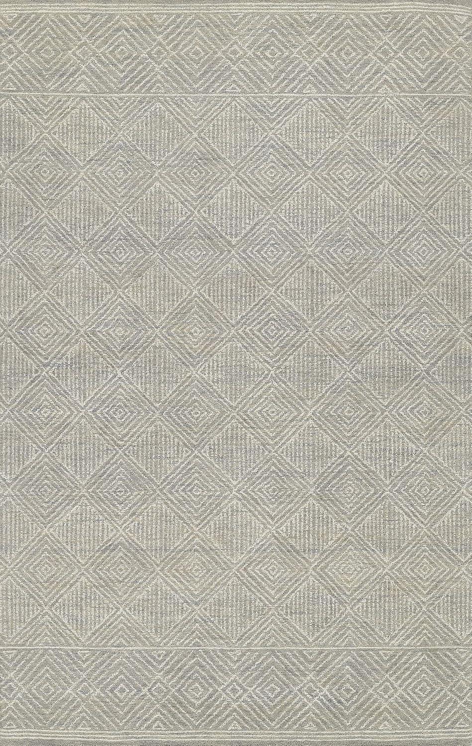 Handcrafted Geometric Gray Wool 5' x 8' Area Rug