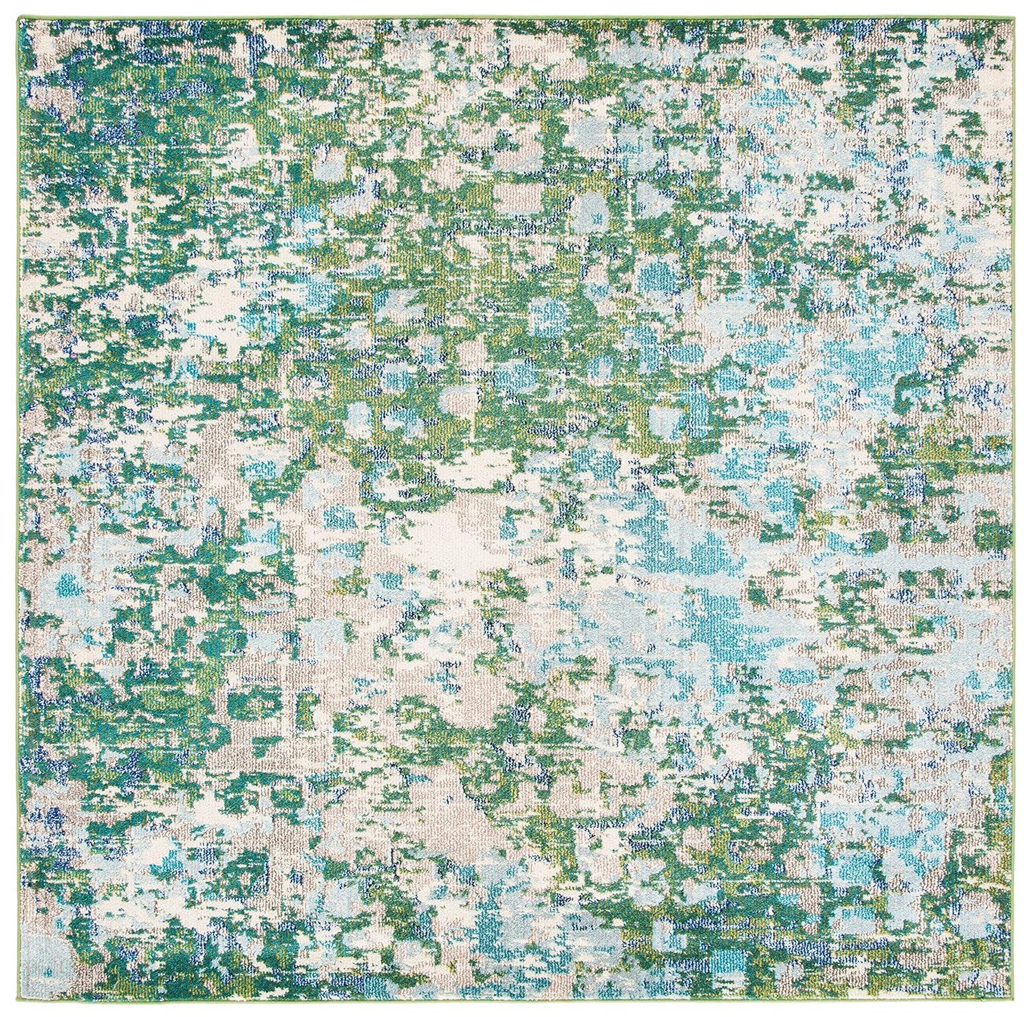 Madison MAD425 Power Loomed Indoor Area Rug - Green/Turquoise - 6'7"x6'7" - Safavieh