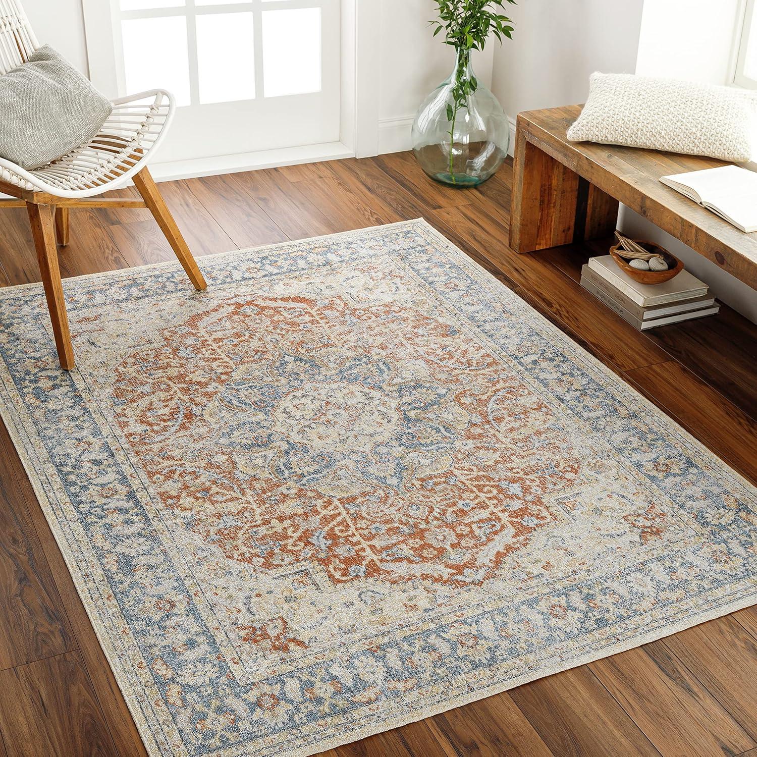 Easy-Care Handmade Blue Synthetic 8' x 10' Rectangular Rug