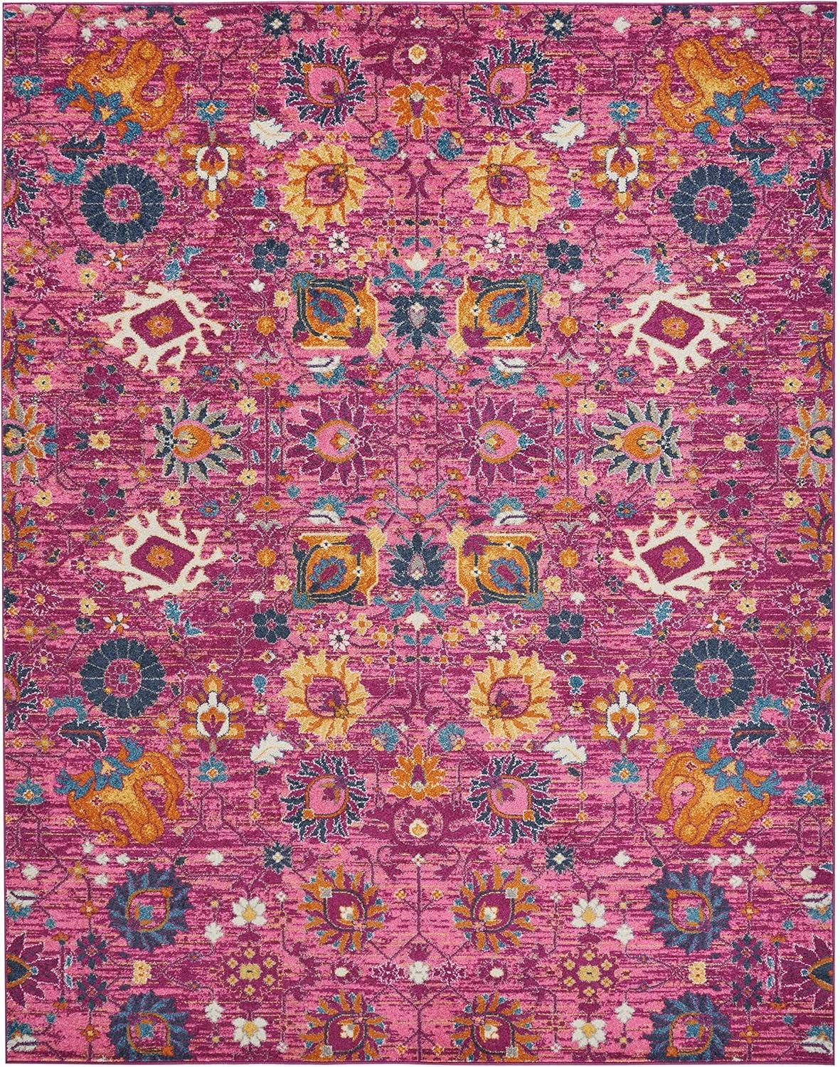 Fuchsia Floral Bliss Synthetic 8' x 10' Rectangular Area Rug