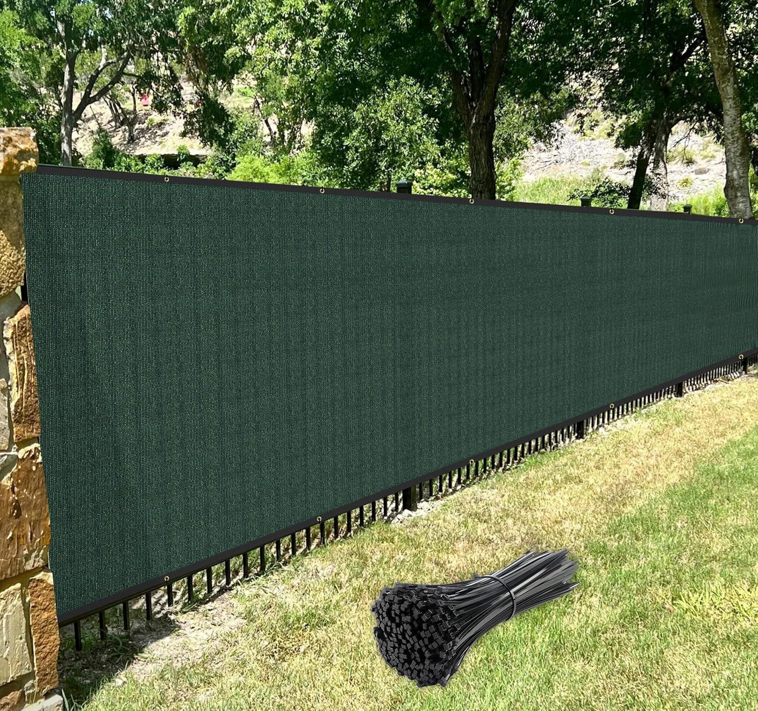 Privacy Fence Screen Heavy Duty Windscreen Fencing Mesh Fabric Shade Net Cover with Brass Grommtes for Outdoor Wall Garden Yard Pool Deck, 8'x25' Green