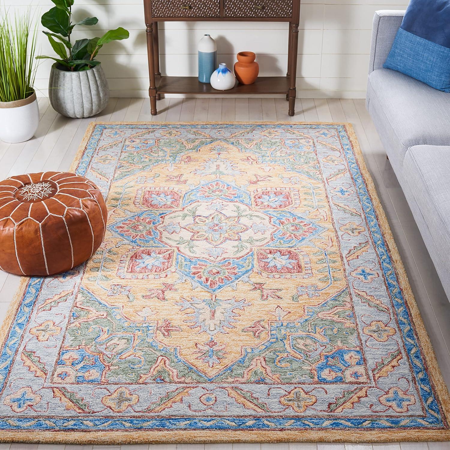 Metro MET352 Hand Tufted Indoor Accent Rug - Yellow/Rust - 3'x5' - Safavieh