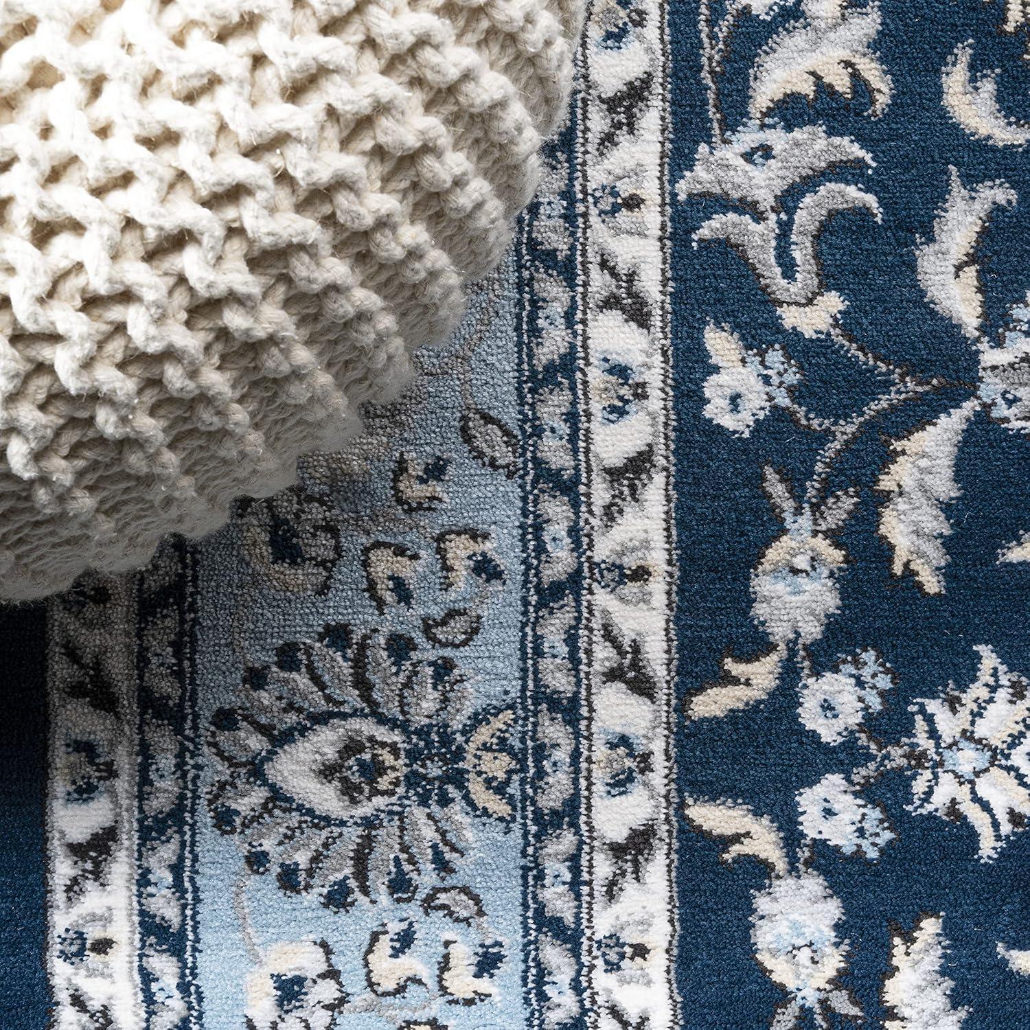 3'x 5' Palmette Modern Persian Floral Area Rug, Navy/Blue - JONATHAN Y