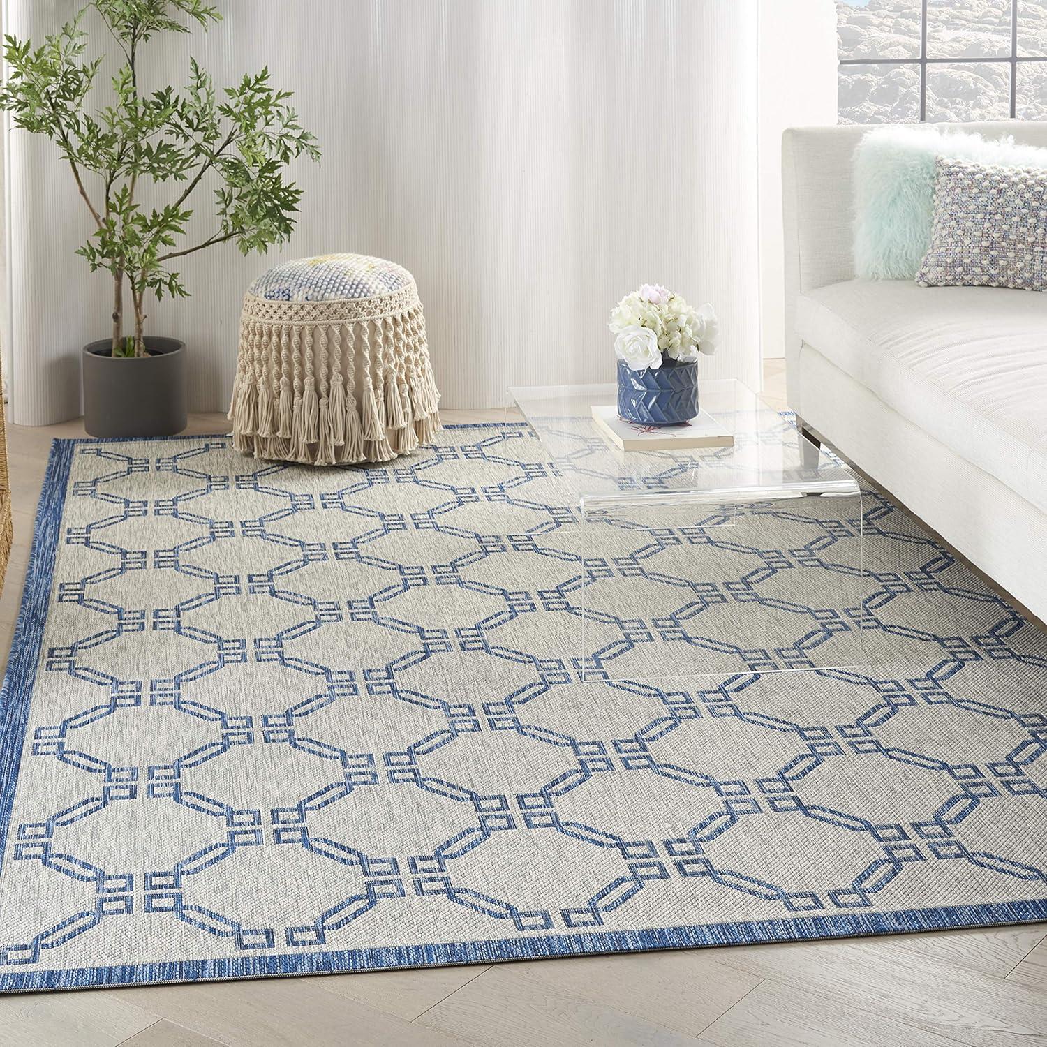 Nourison Garden Party GRD02 Indoor/outdoor Area Rug - Ivory Blue 6' x 9'