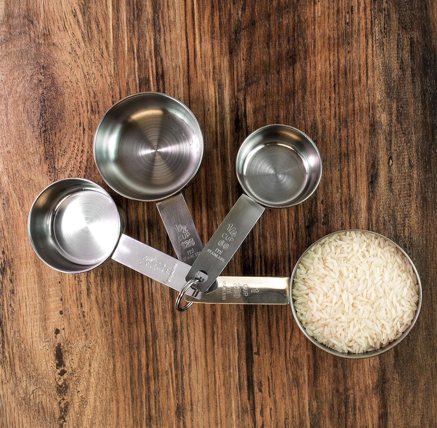 4 Piece Stainless Measuring Cup Set With Storage Ring Silver