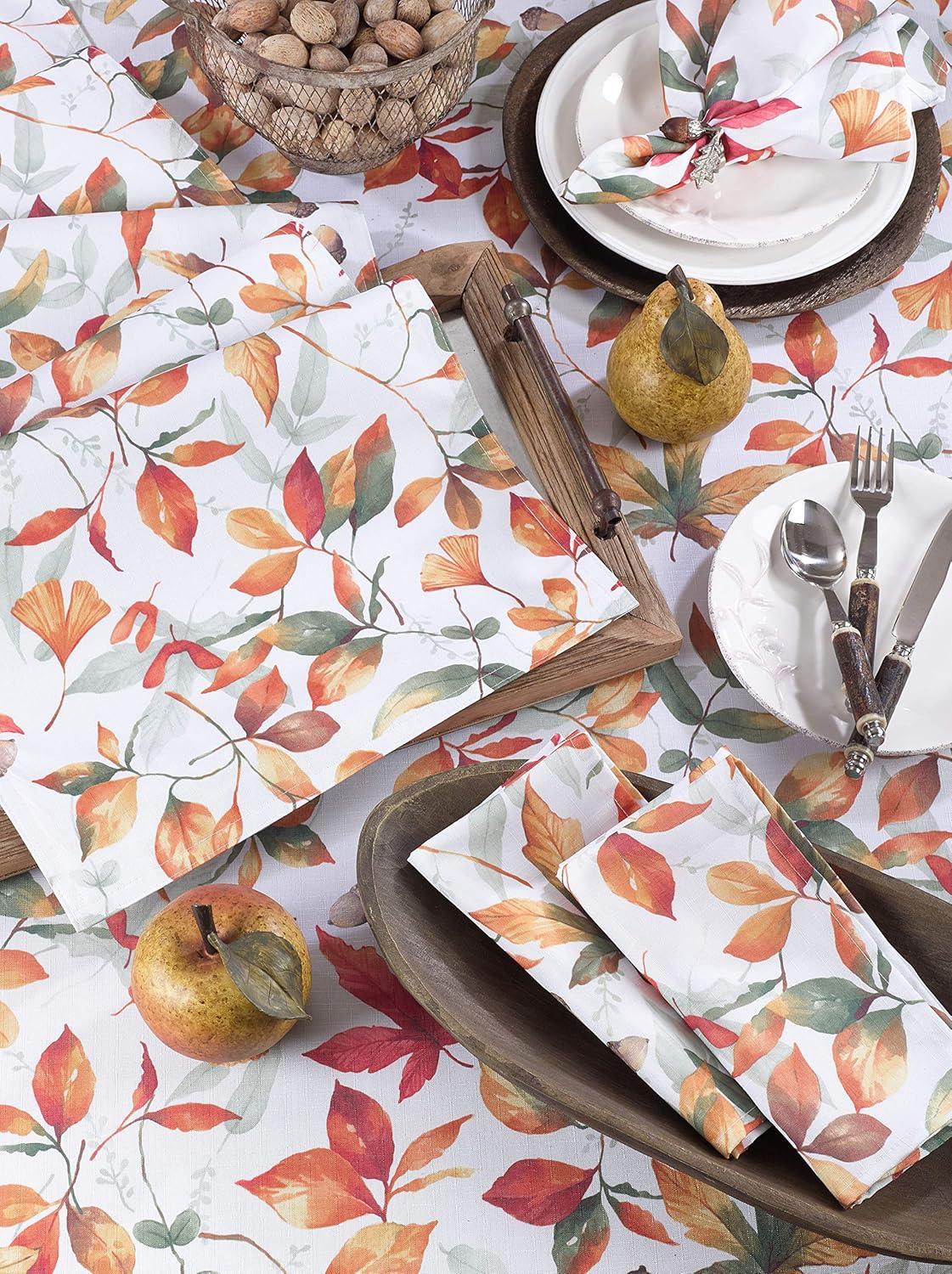 Saro Lifestyle Fall Leaf Patterned Poly Table Runner