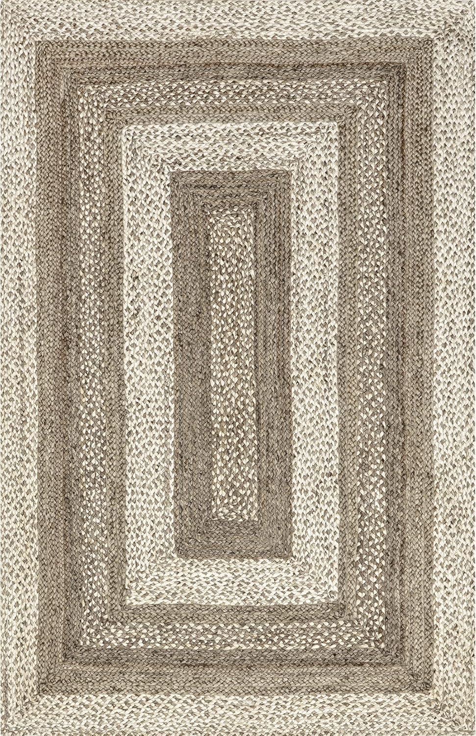 Nuloom Charlene Braided Border Jute Indoor Area Rug 8x10 in Natural