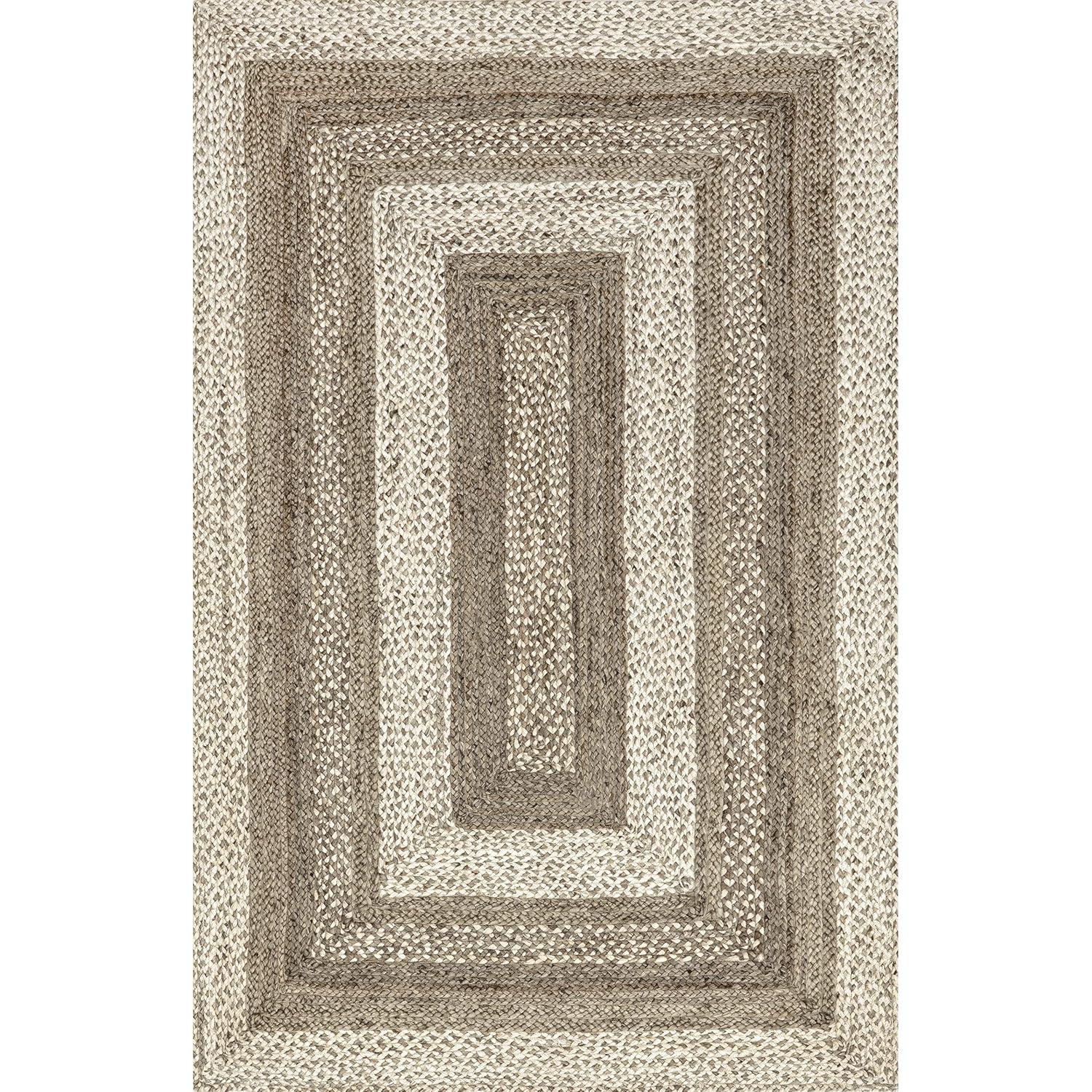 Nuloom Charlene Braided Border Jute Indoor Area Rug 8x10 in Natural