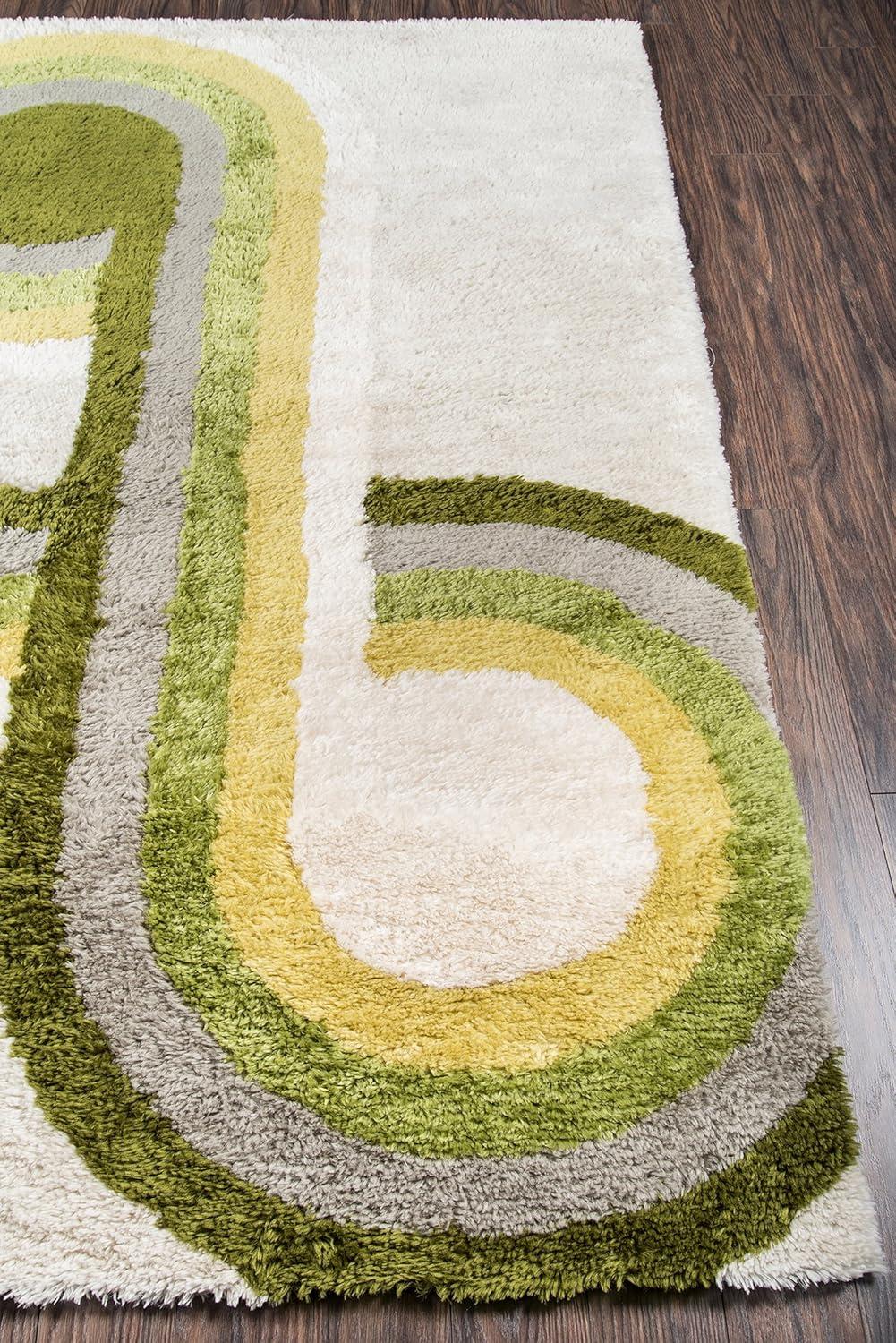 Scandinavian Silky Shag Green Rectangular Easy Care Rug