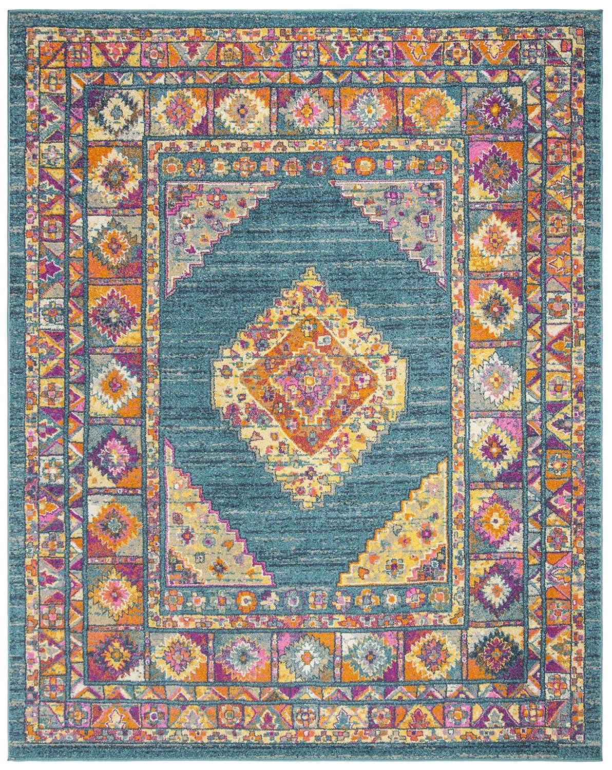 Madison MAD133 Power Loomed Indoor Area Rug - Light Blue/Orange - 8'x10' - Safavieh